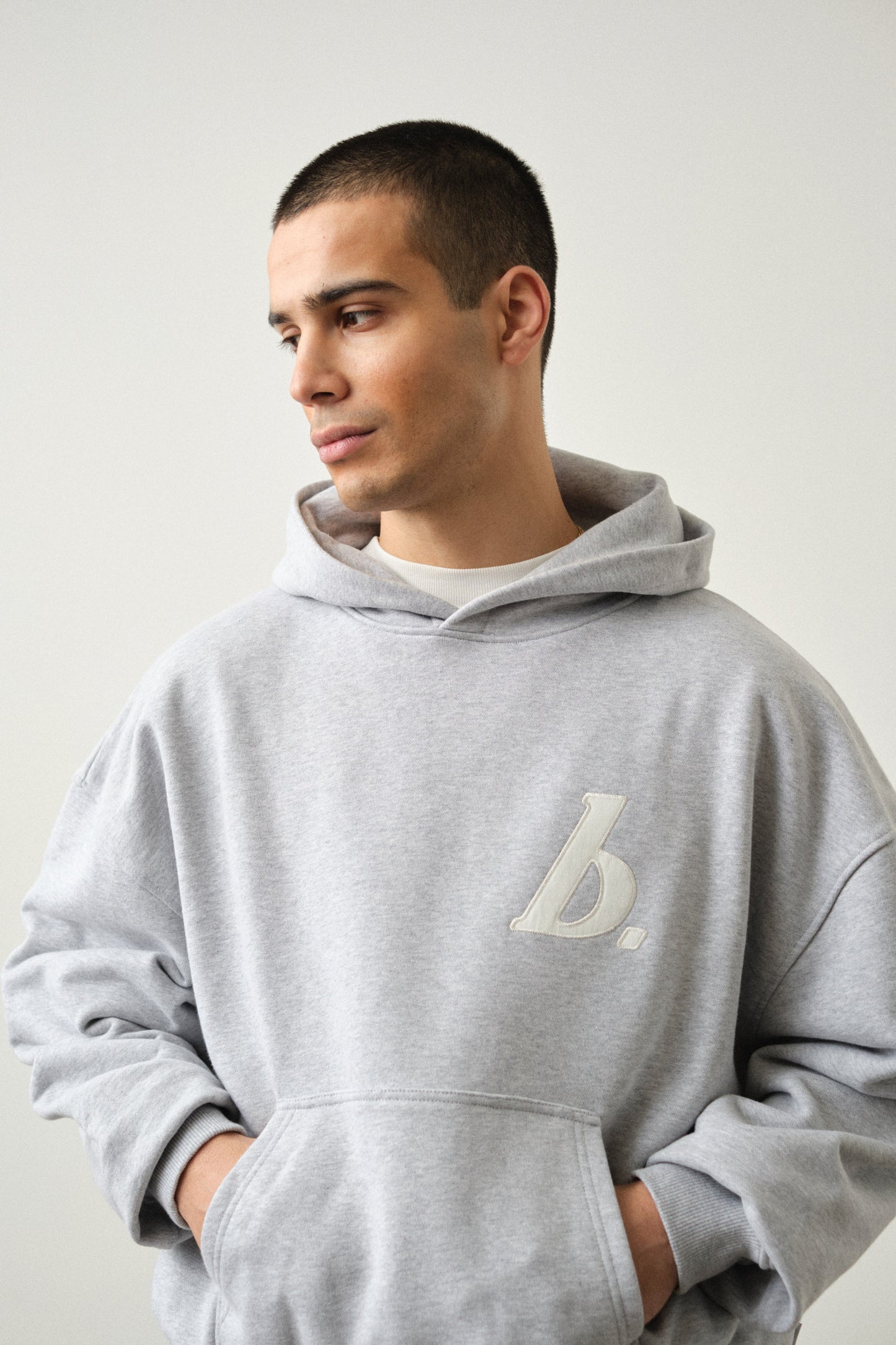 STAMP HOODIE - GREY MARL