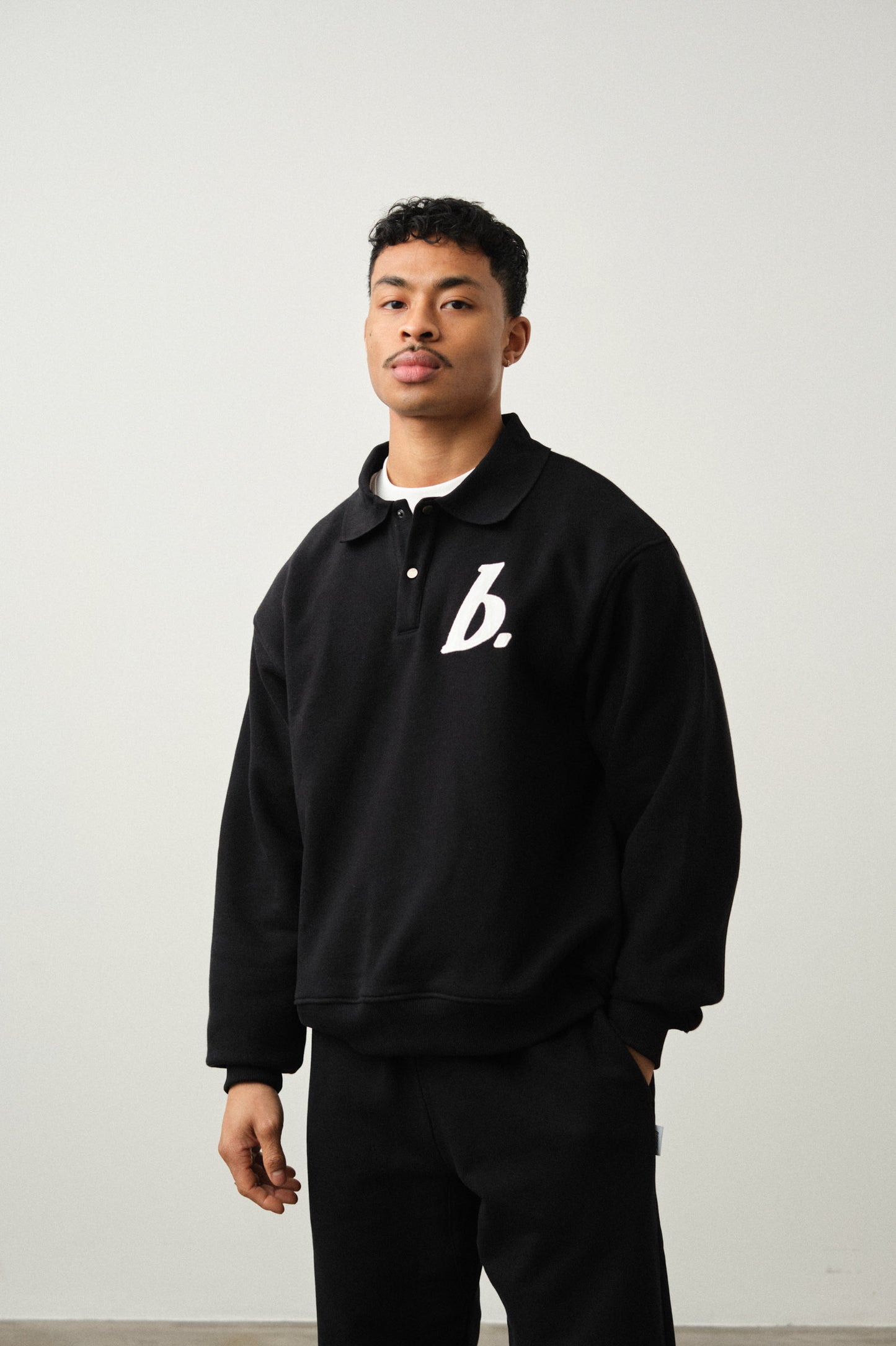 STAMP POLO SWEAT - BLACK