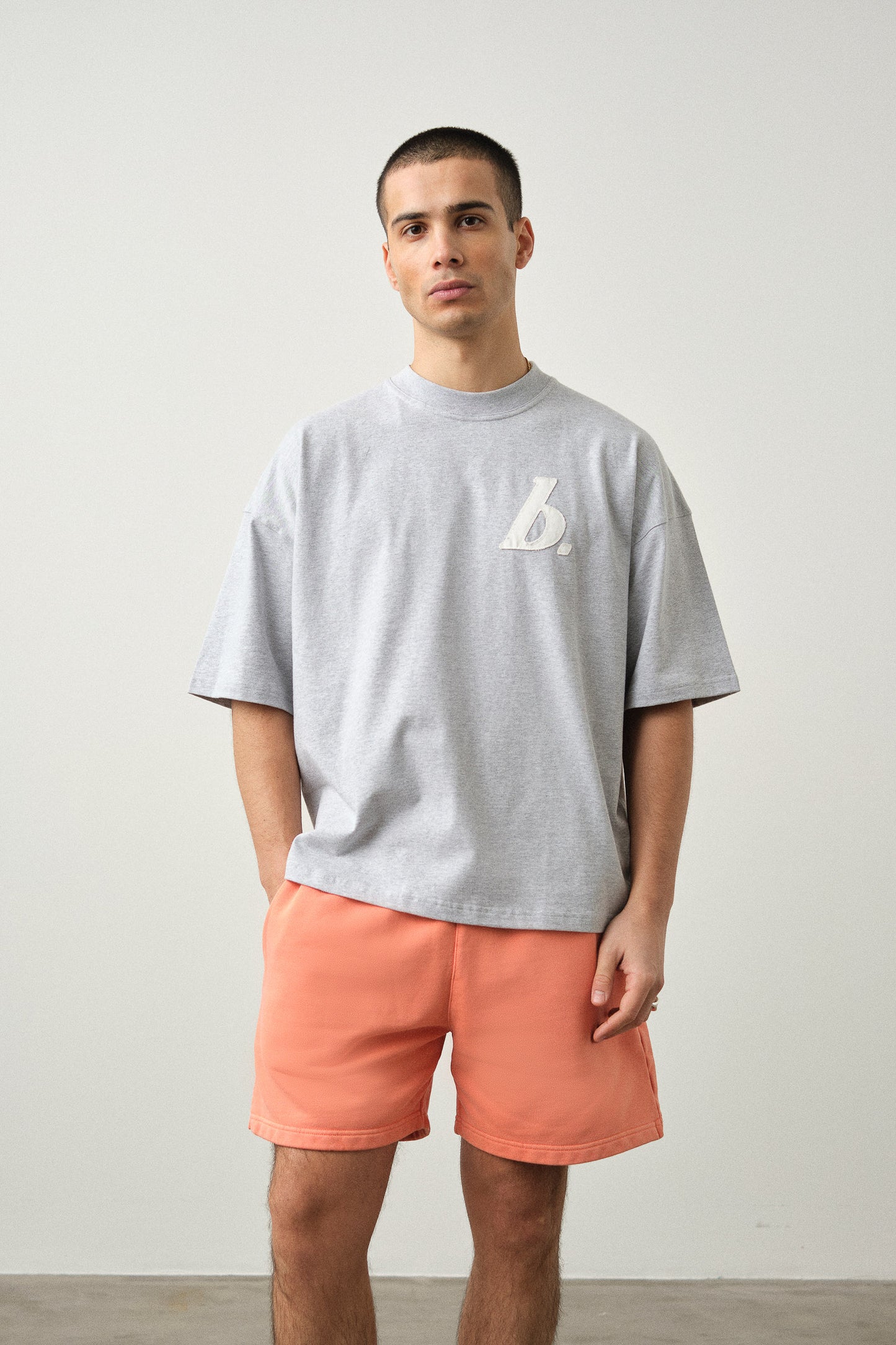 STAMP JOGGER SHORTS - WASHED PEACH