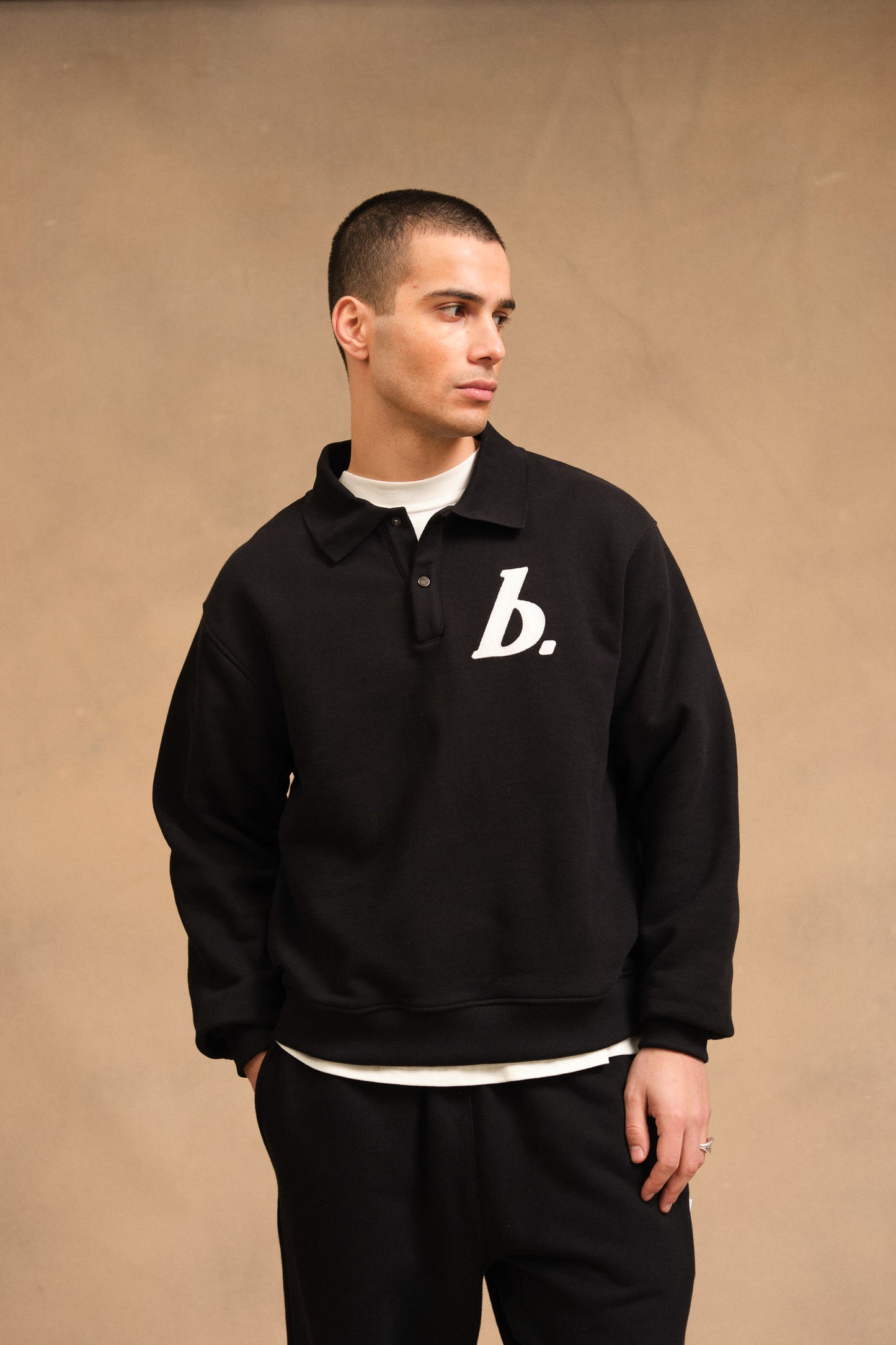 STAMP POLO SWEAT - BLACK