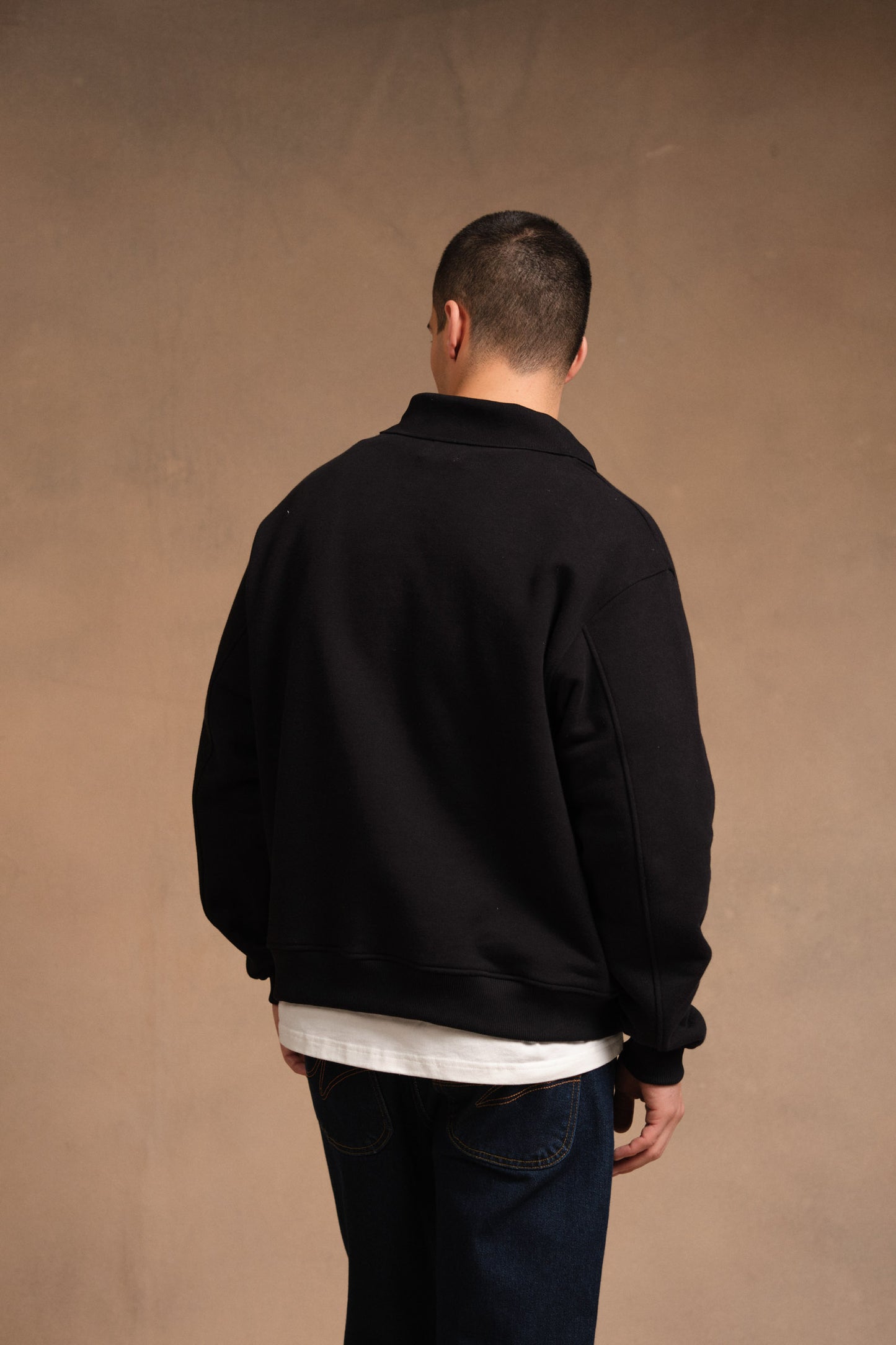 STAMP POLO SWEAT - BLACK