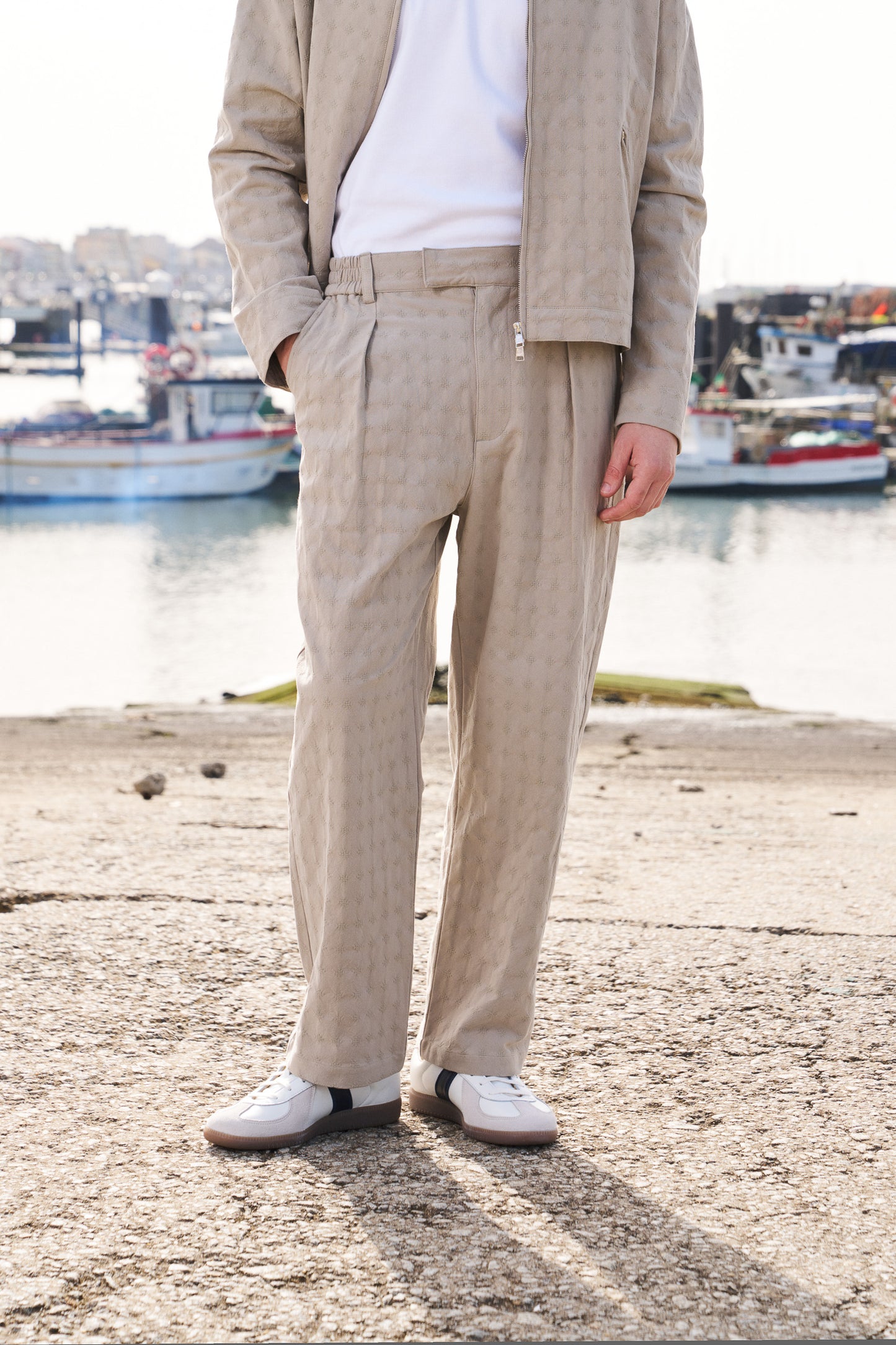 EMBROIDERED RIBIERA TROUSERS - STONE