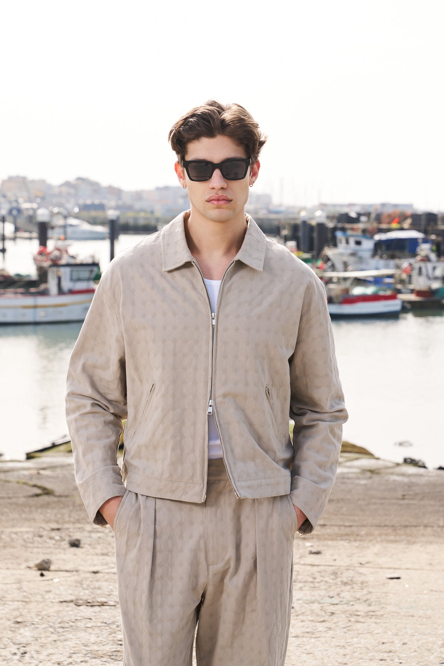 EMBROIDERED RIBIERA JACKET - STONE
