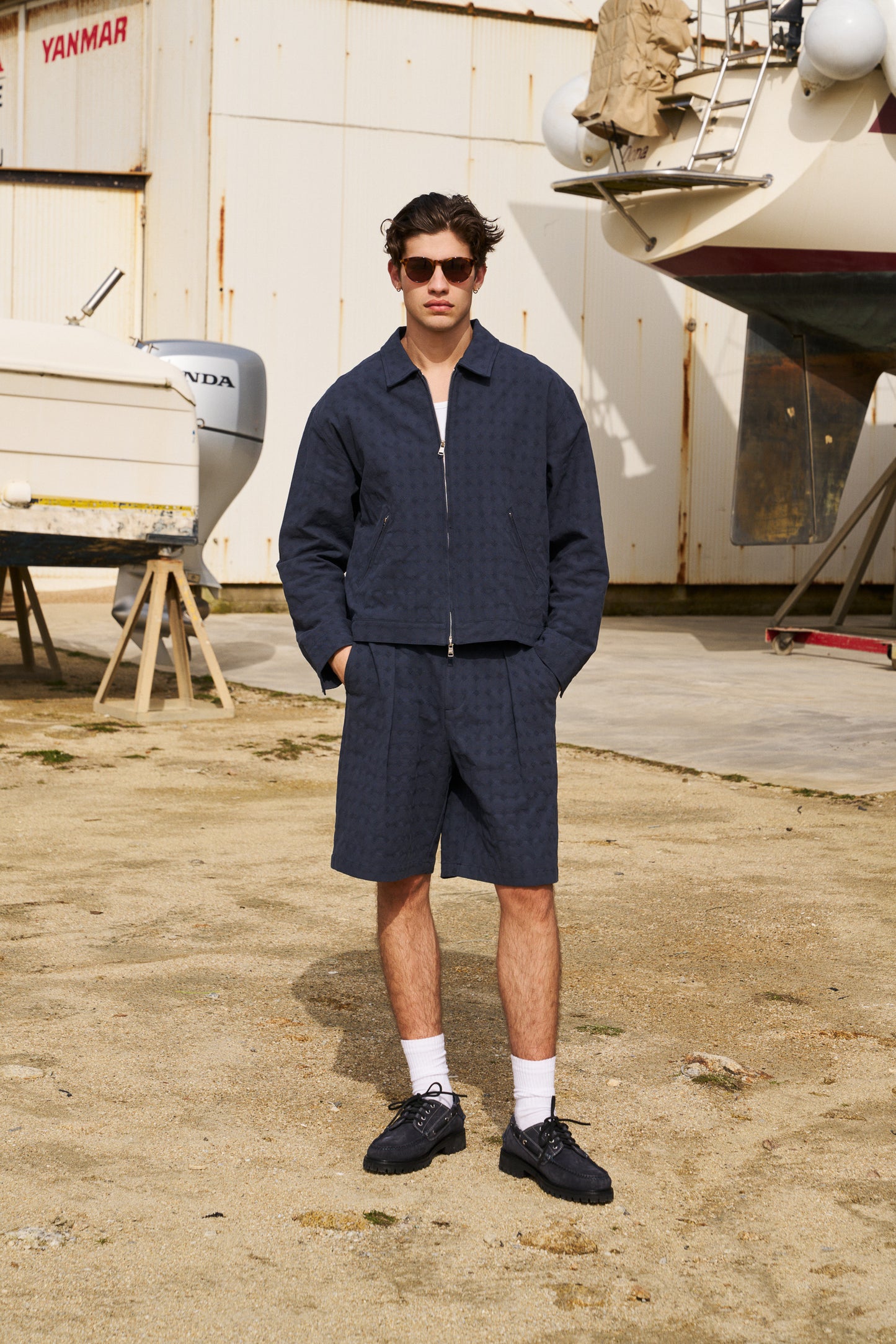 EMBROIDERED RIBIERA JACKET - NAVY