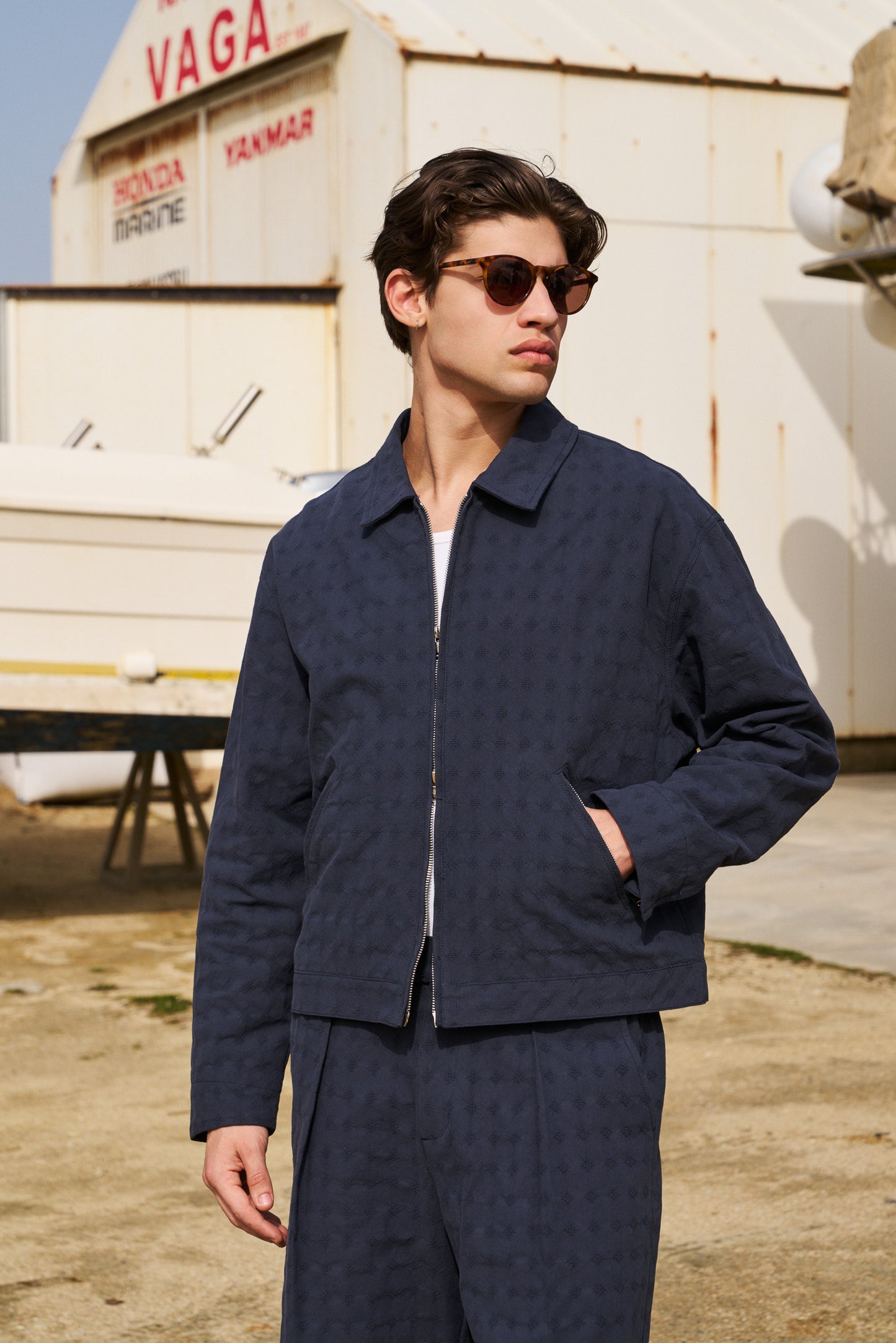 EMBROIDERED RIBIERA JACKET - NAVY