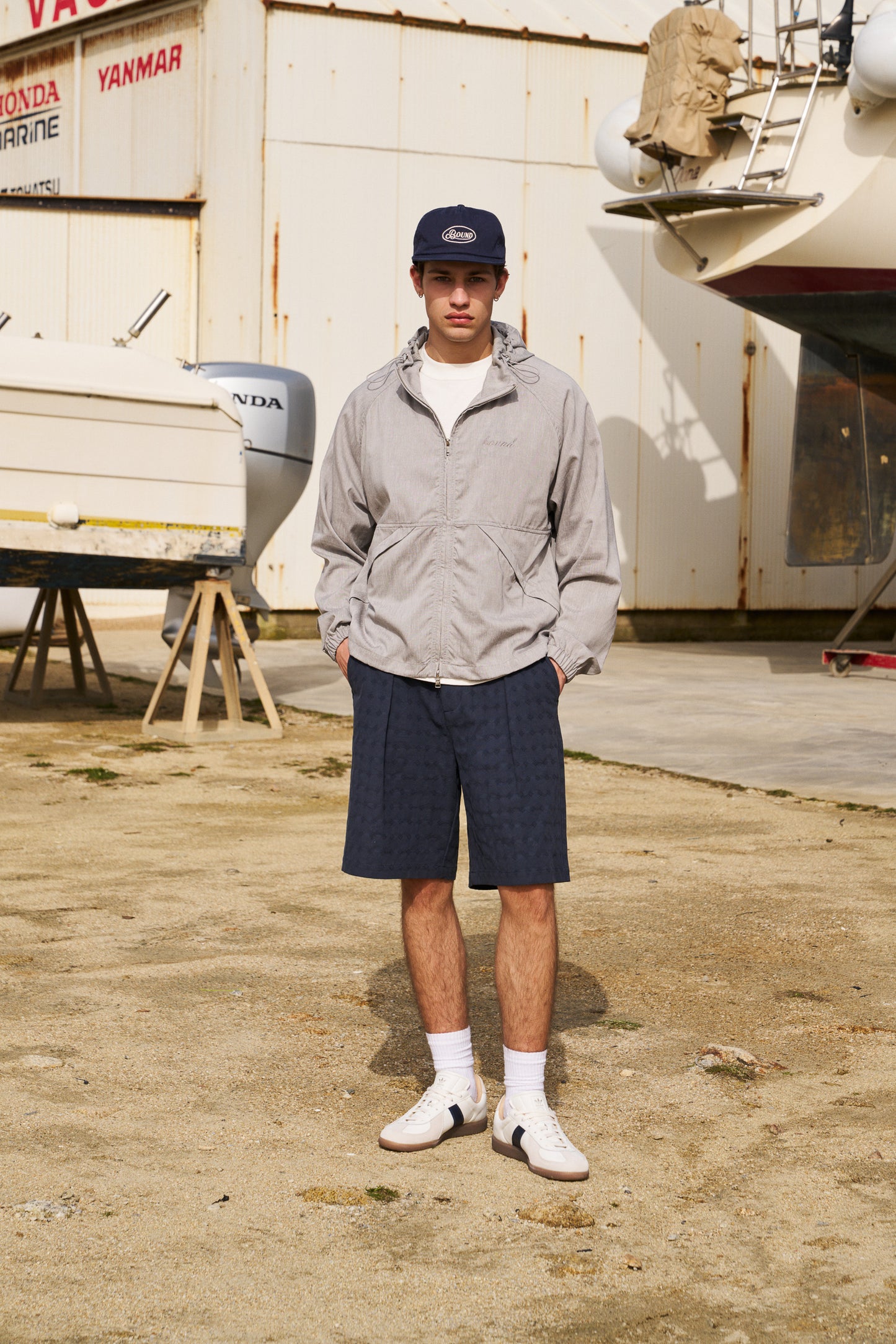 STORM GREY LINEN WINDBREAKER