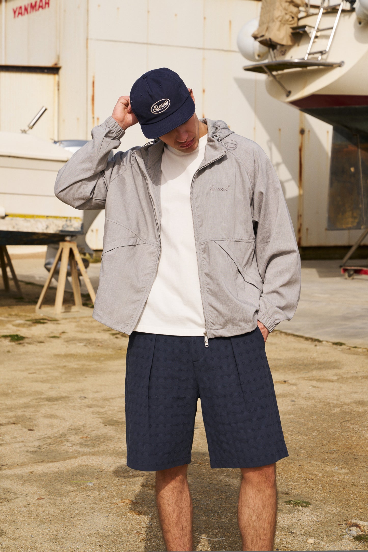 STORM GREY LINEN WINDBREAKER