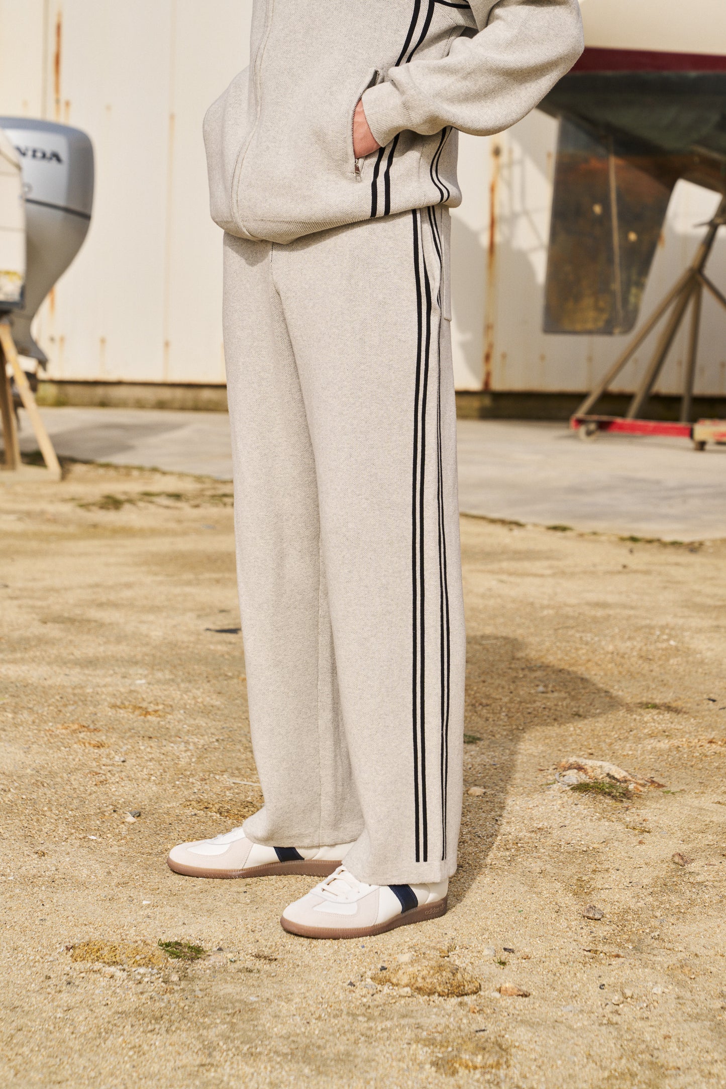 RACER KNIT CUFFLESS JOGGERS - GREY