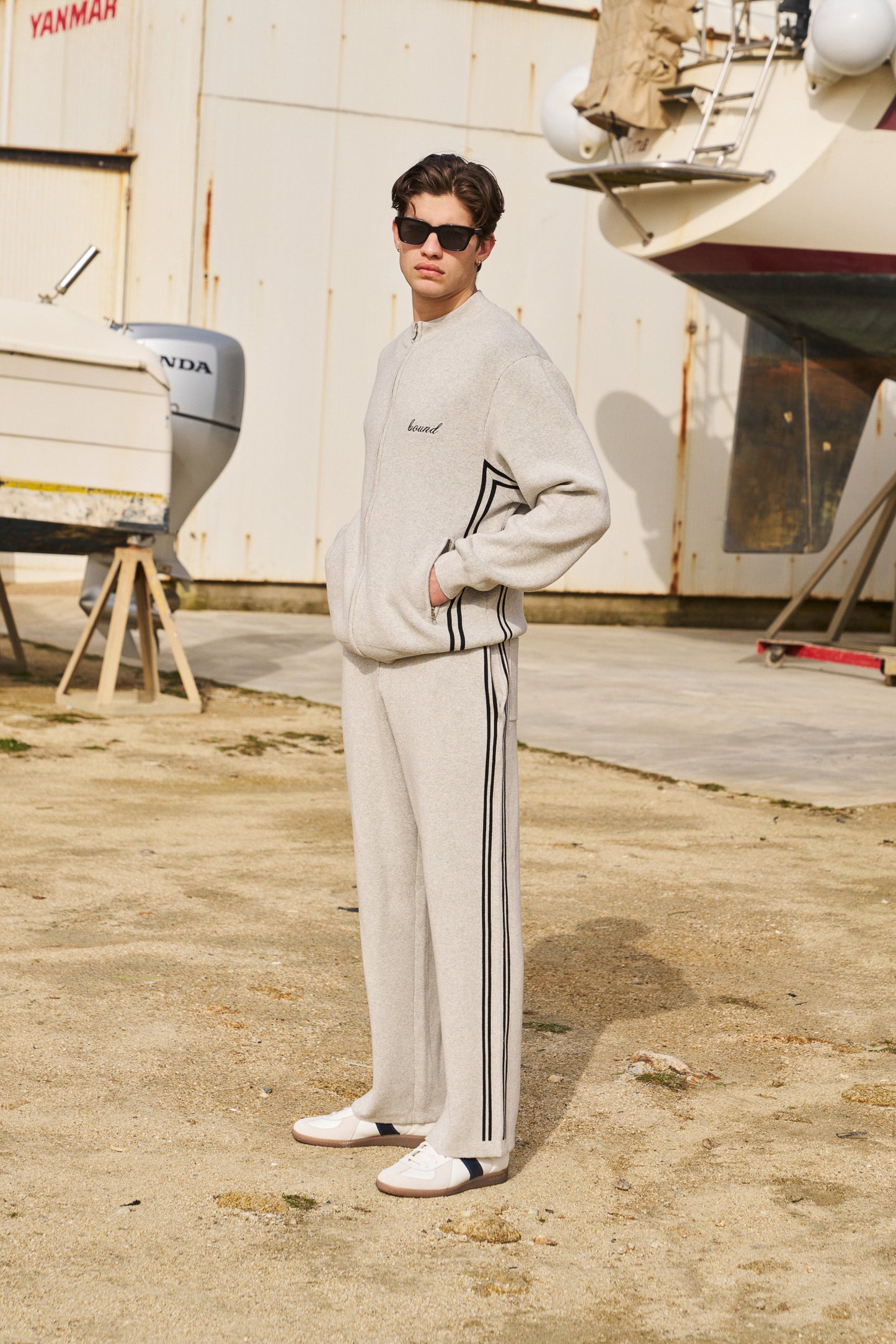 RACER KNIT CUFFLESS JOGGERS - GREY