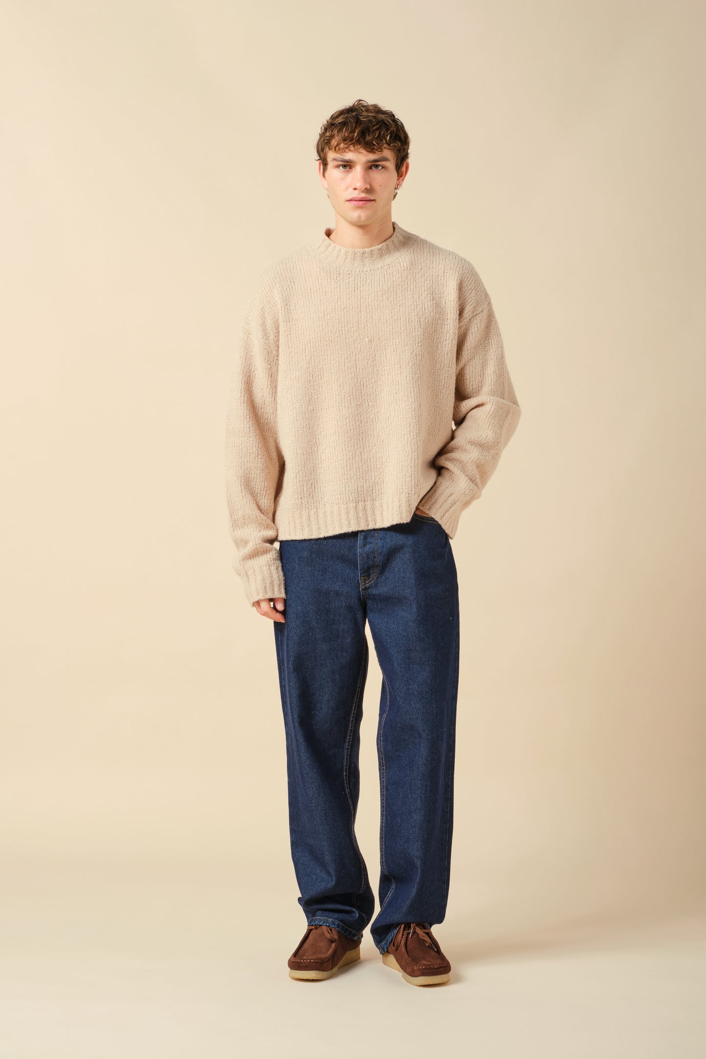 CROPPED WOOL KNIT - SAND