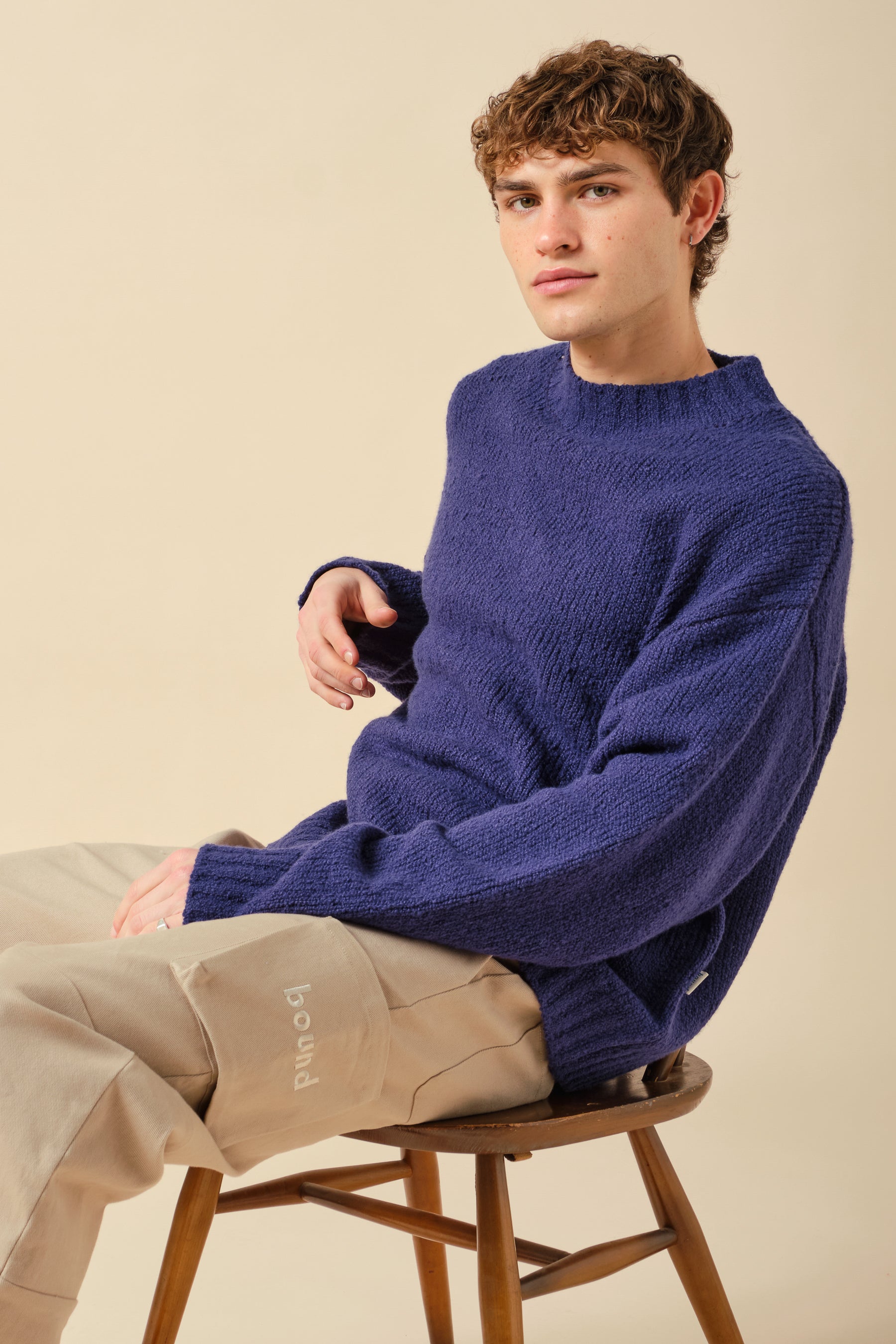 CROPPED WOOL KNIT - BLUE