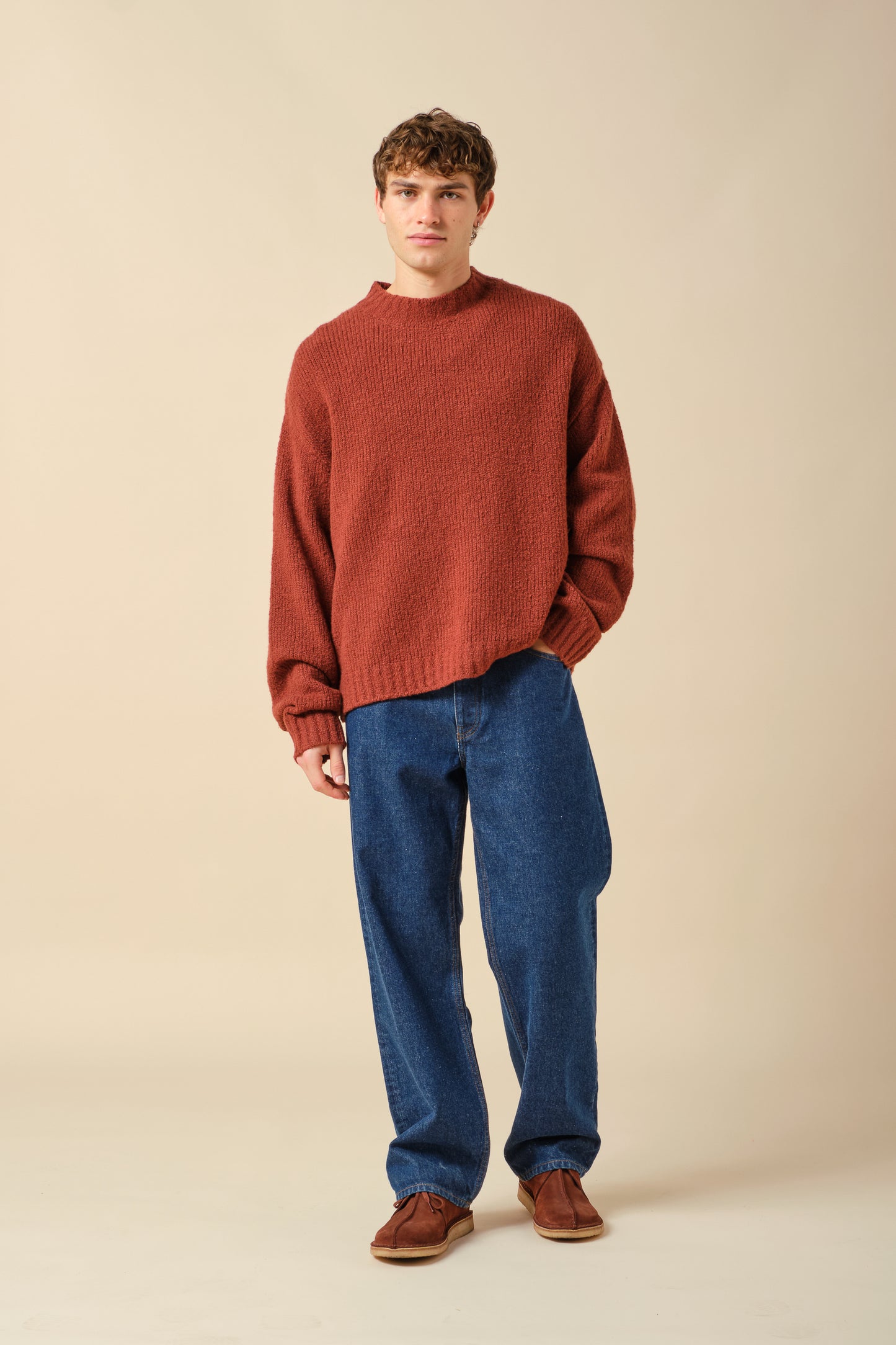 CROPPED WOOL KNIT - BRICK