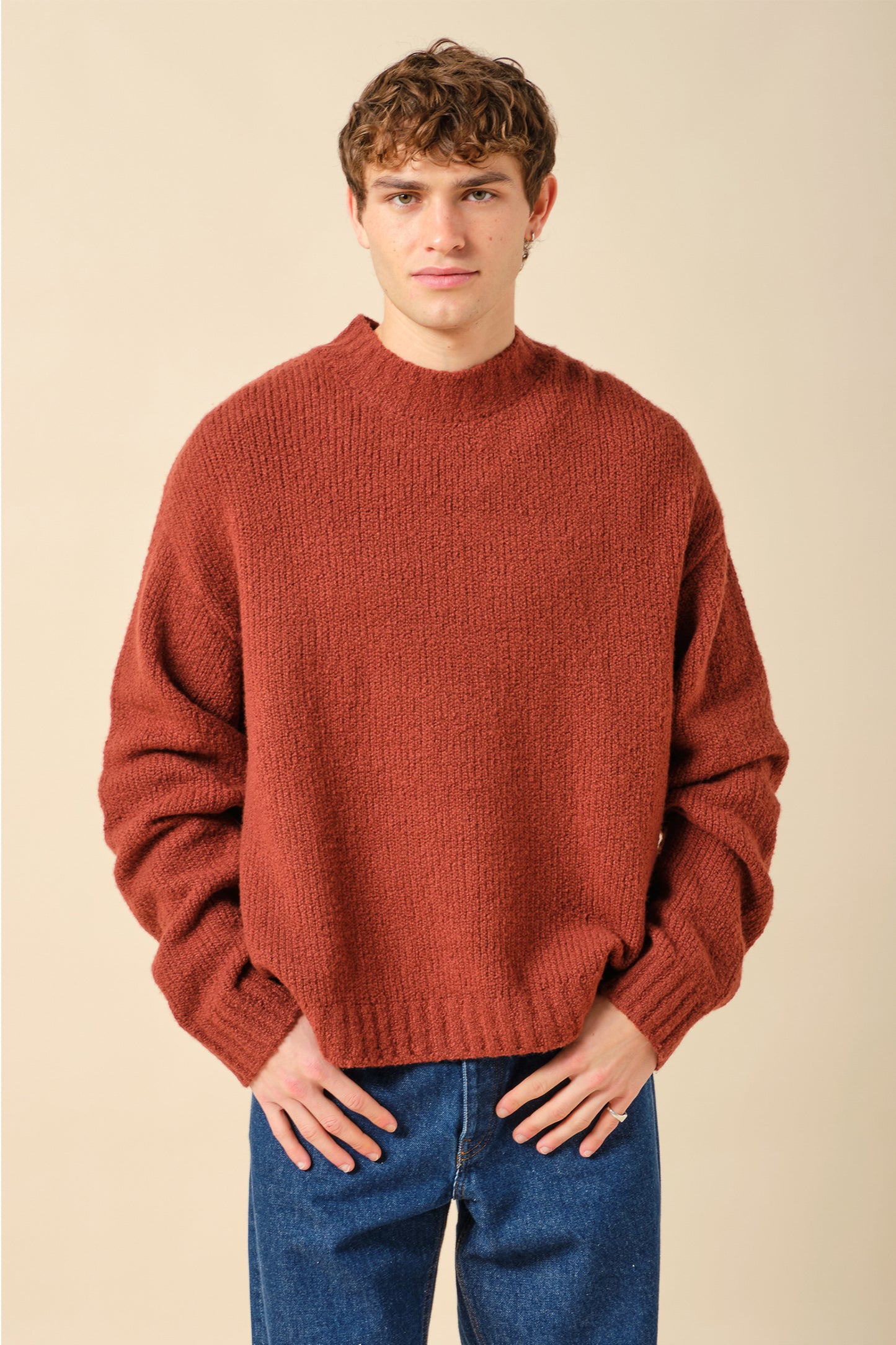 CROPPED WOOL KNIT - BRICK