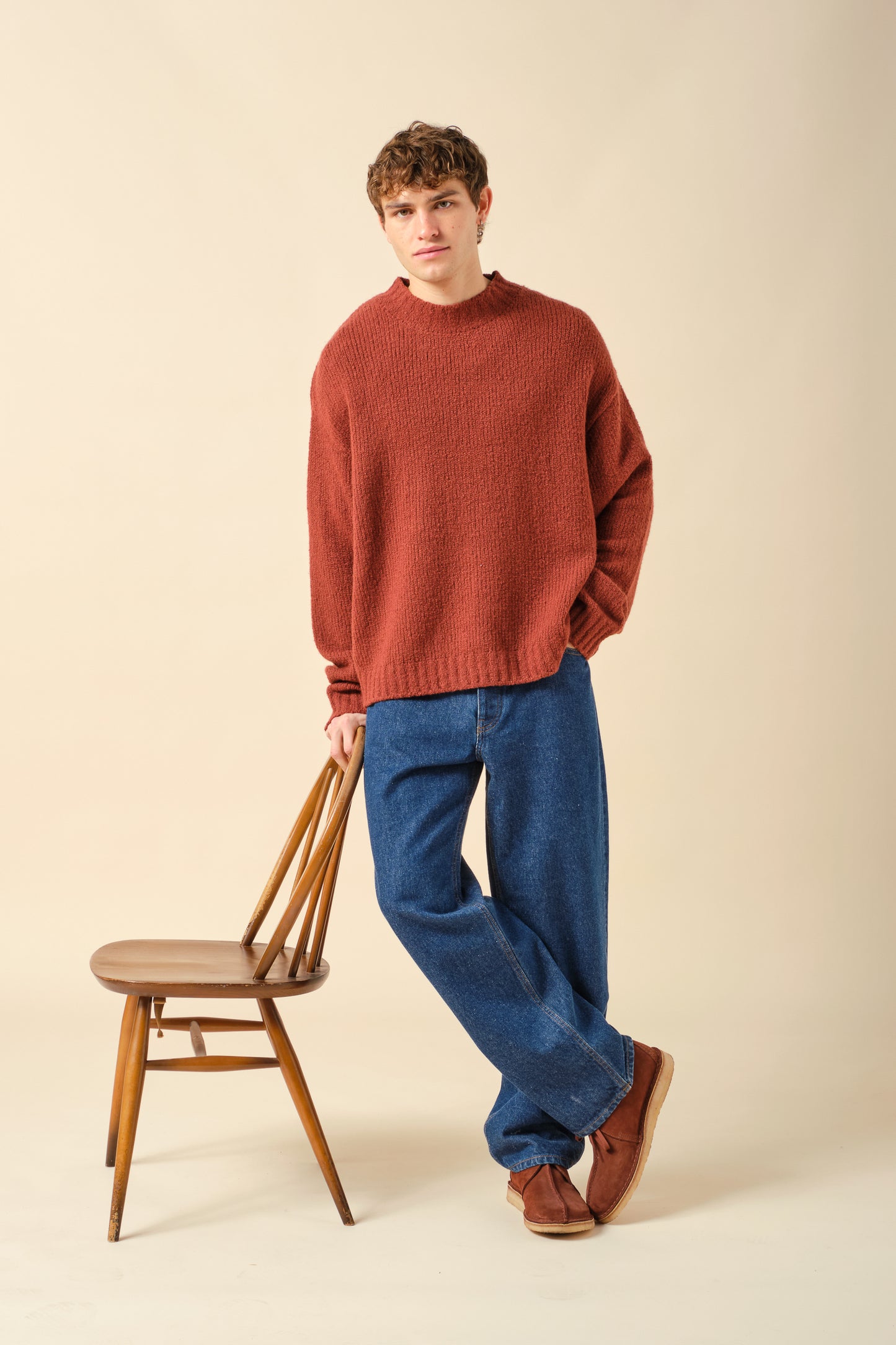 CROPPED WOOL KNIT - BRICK
