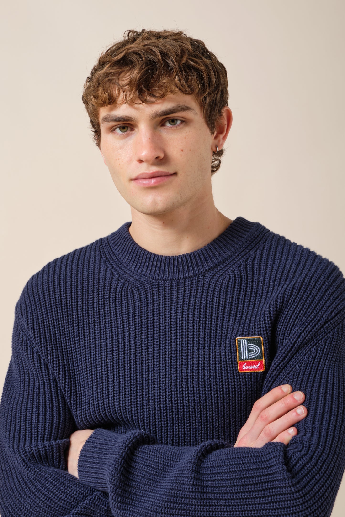 RETRO FISHERMAN RIB KNIT SWEATER - PETROL BLUE