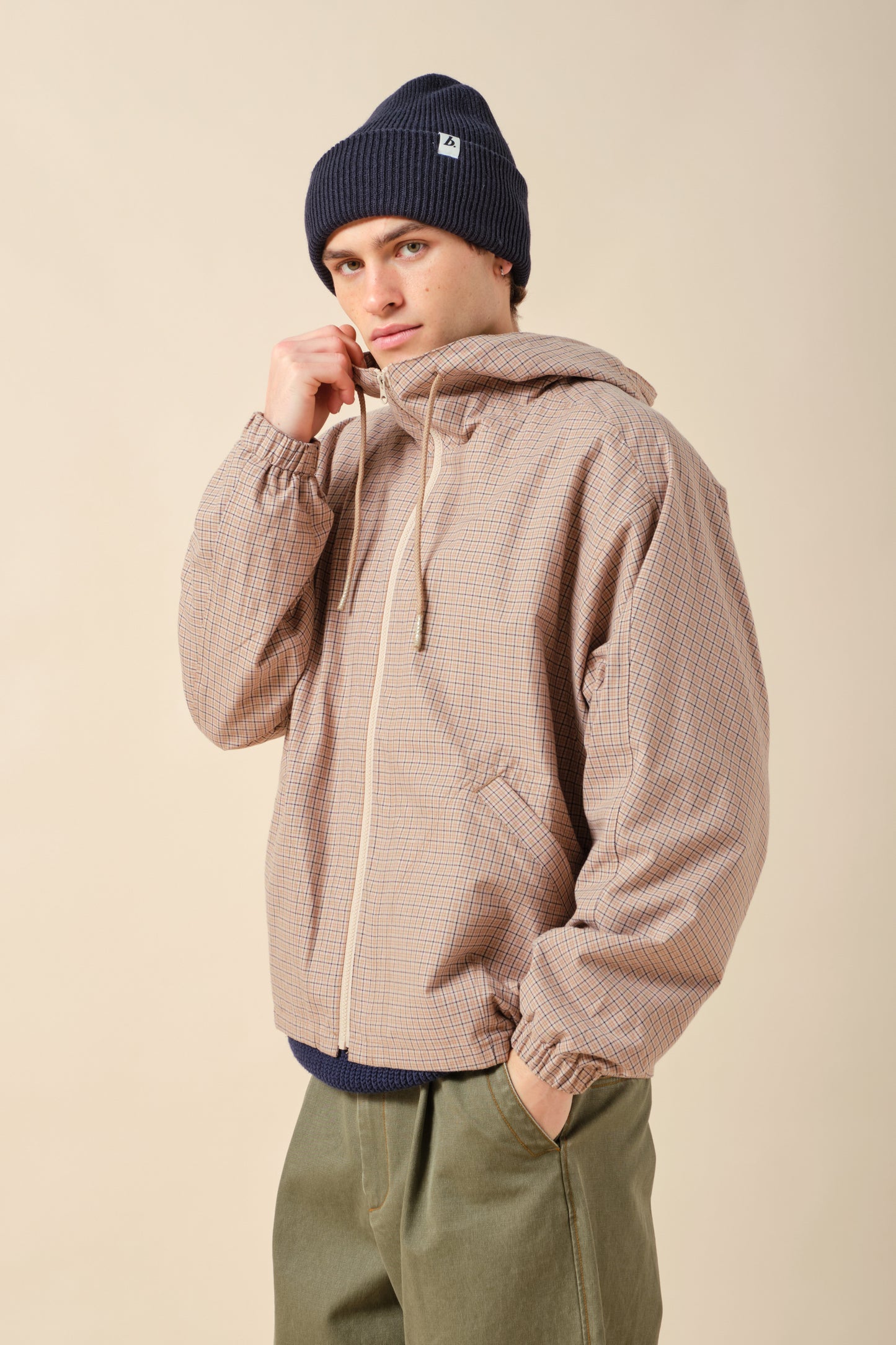 OVERSIZED RECYCLED CUFFED LABEL BEANIE - FRENCH NAVY