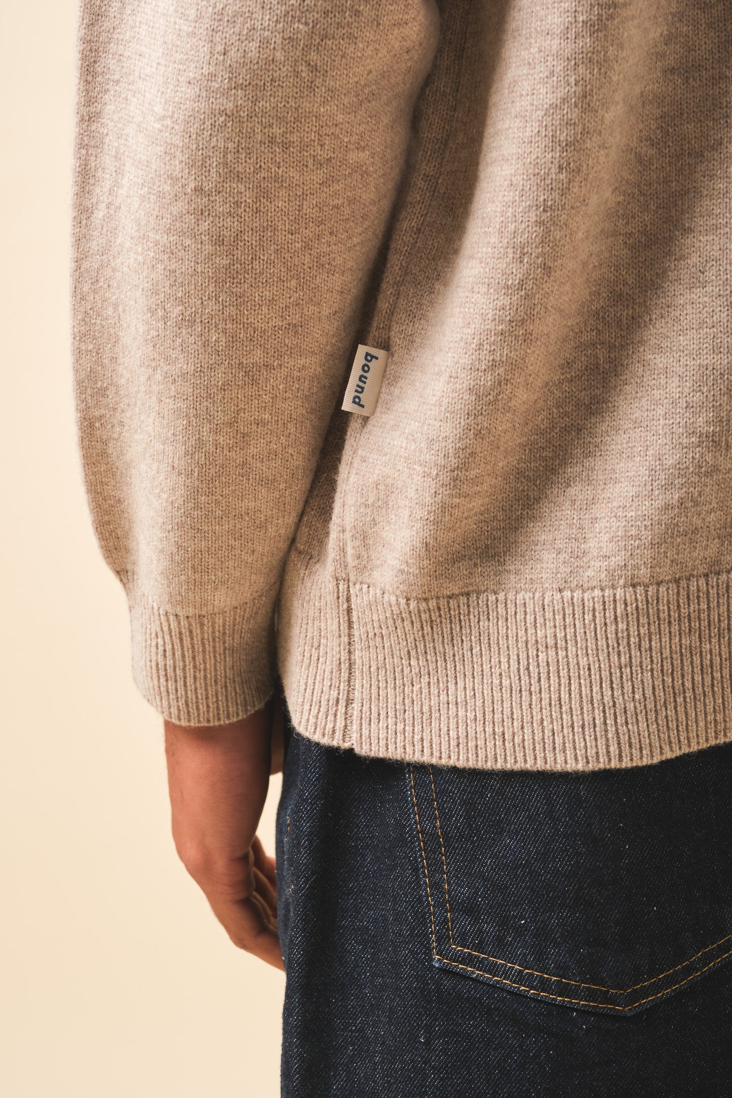 WOOL GRANDAD POLO - STONE