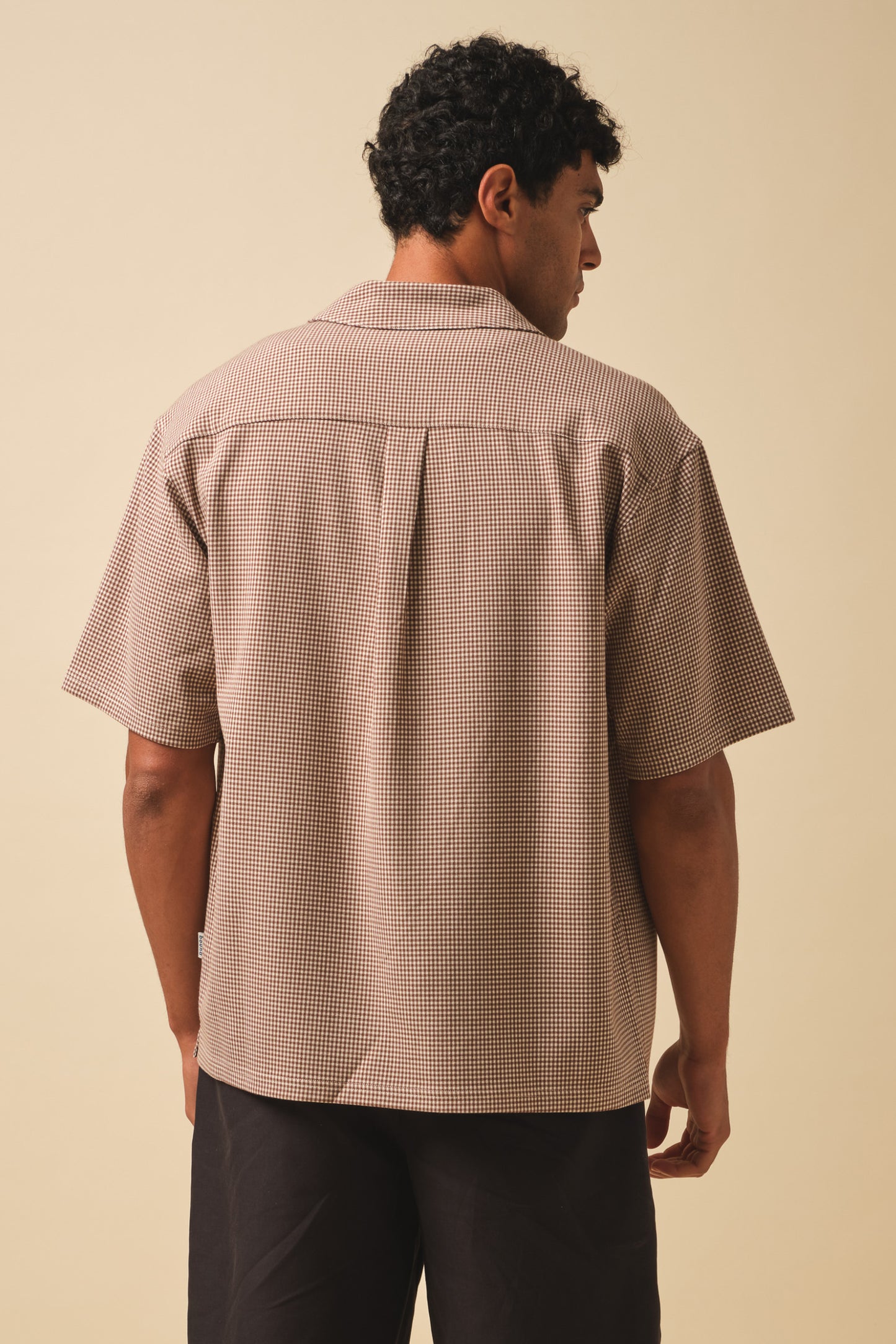DOGTOOTH PATTERN SHIRT - BROWN