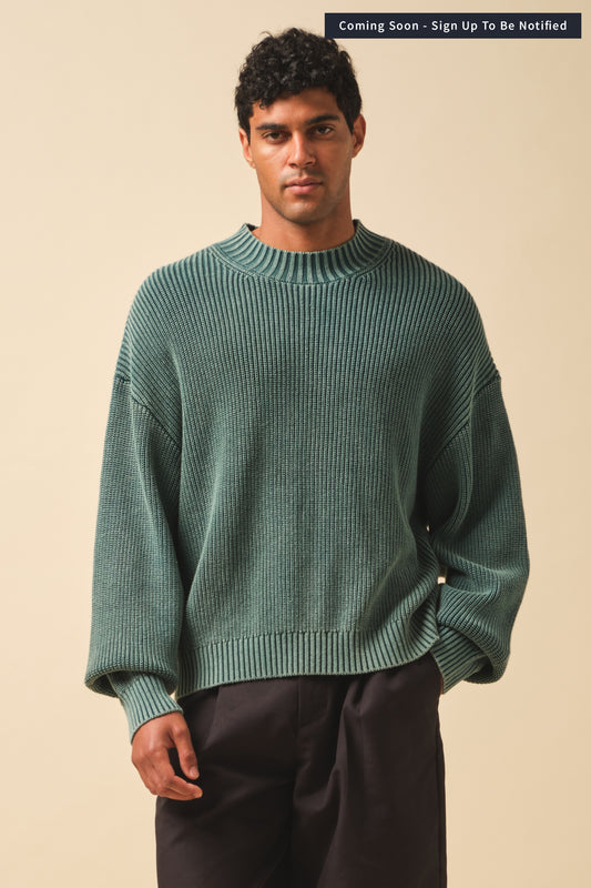 RIBBED CROPPED KNIT - WASHED GREEN