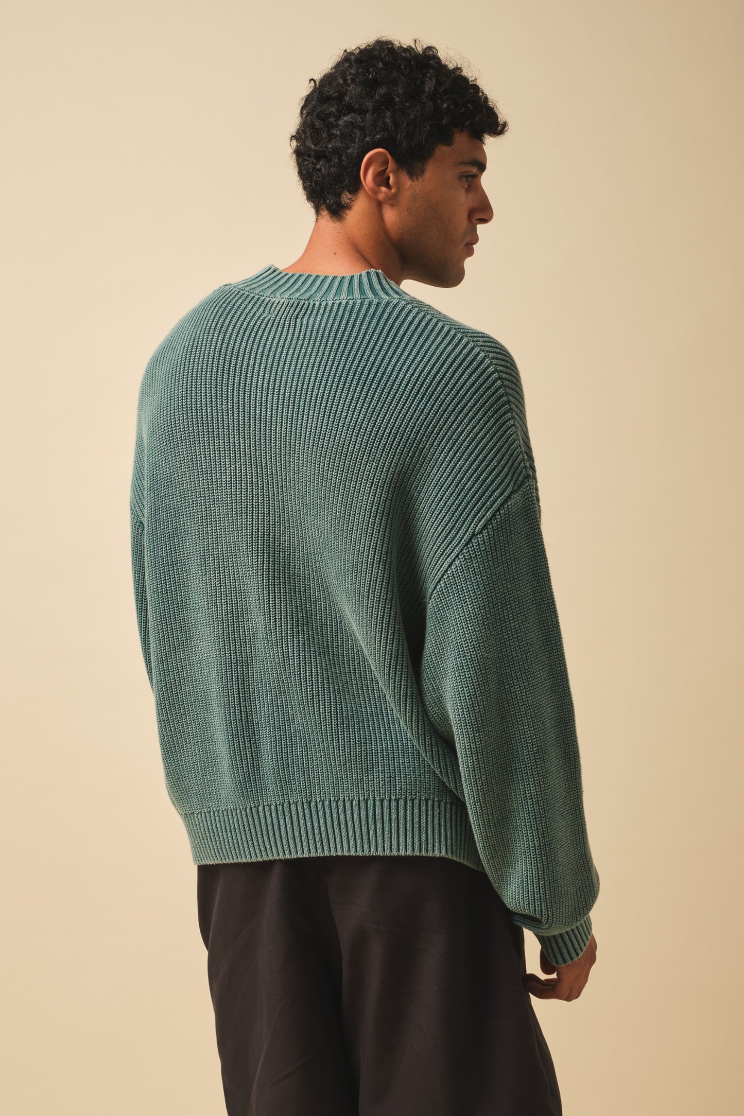 RIBBED CROPPED KNIT - WASHED GREEN