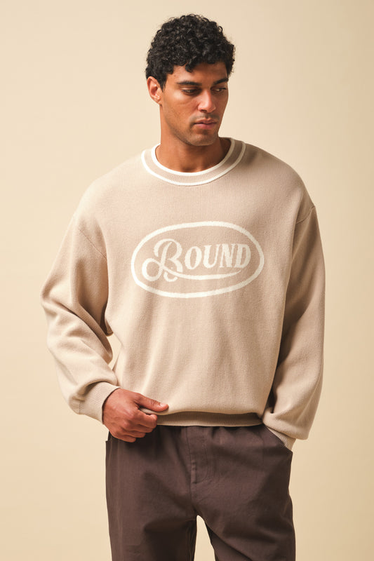 RETRO DISC KNIT SWEATER - BEIGE