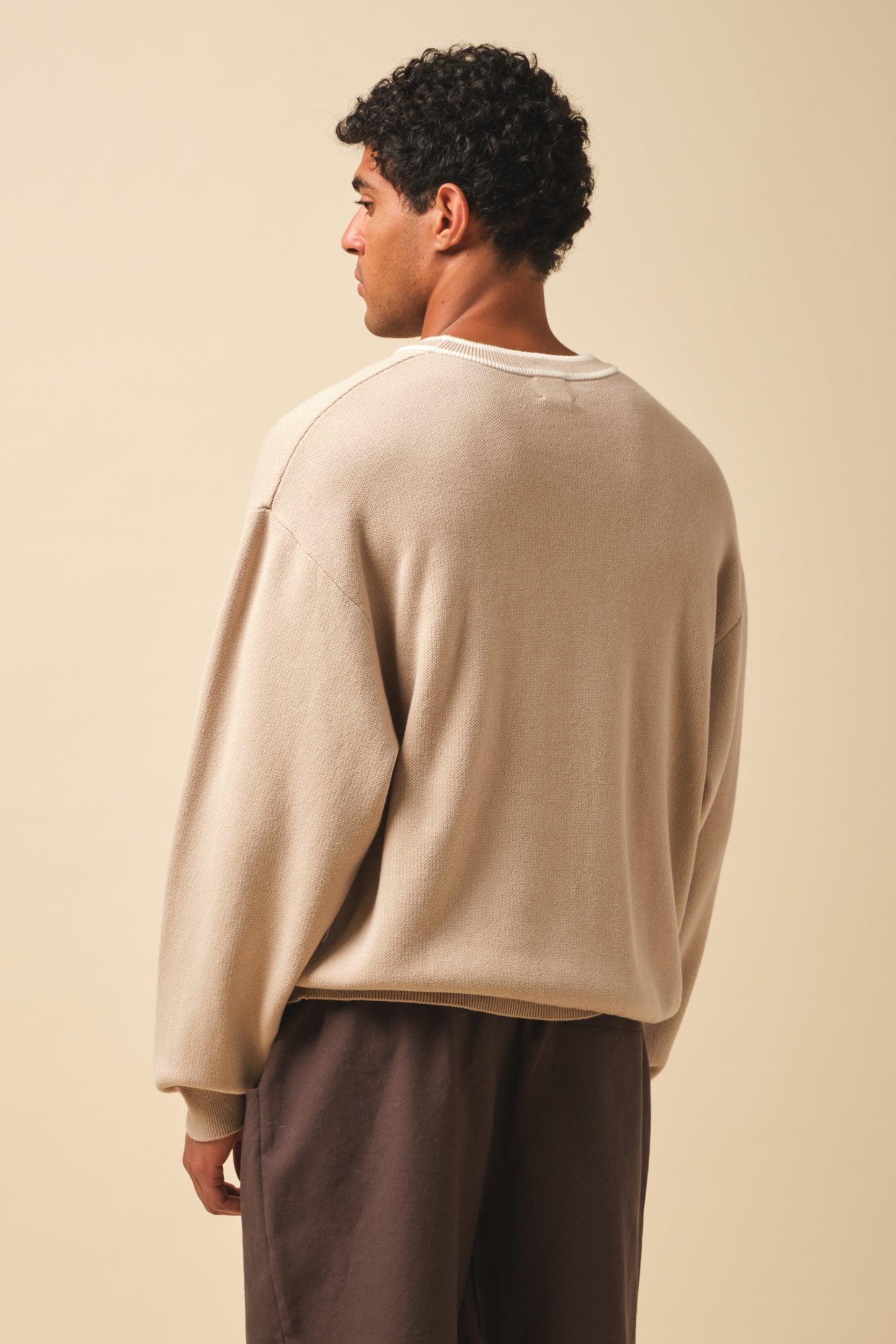 RETRO DISC KNIT SWEATER - BEIGE