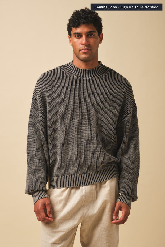 RIBBED CROPPED KNIT - WASHED BLACK