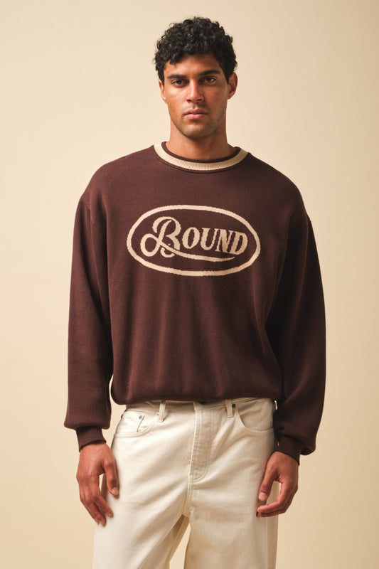 RETRO DISC KNIT SWEATER - BROWN