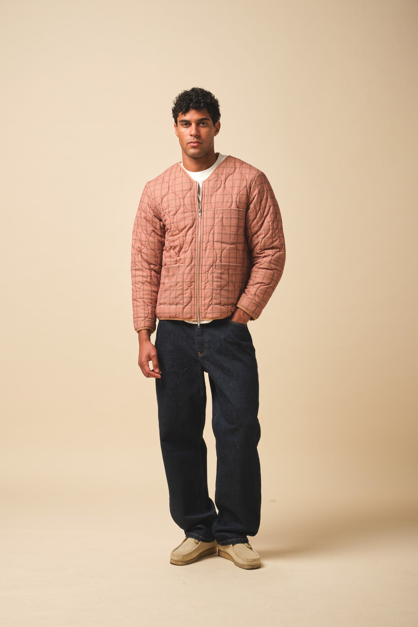 ROBBEN CHECK VINTAGE PADDED JACKET - RUST