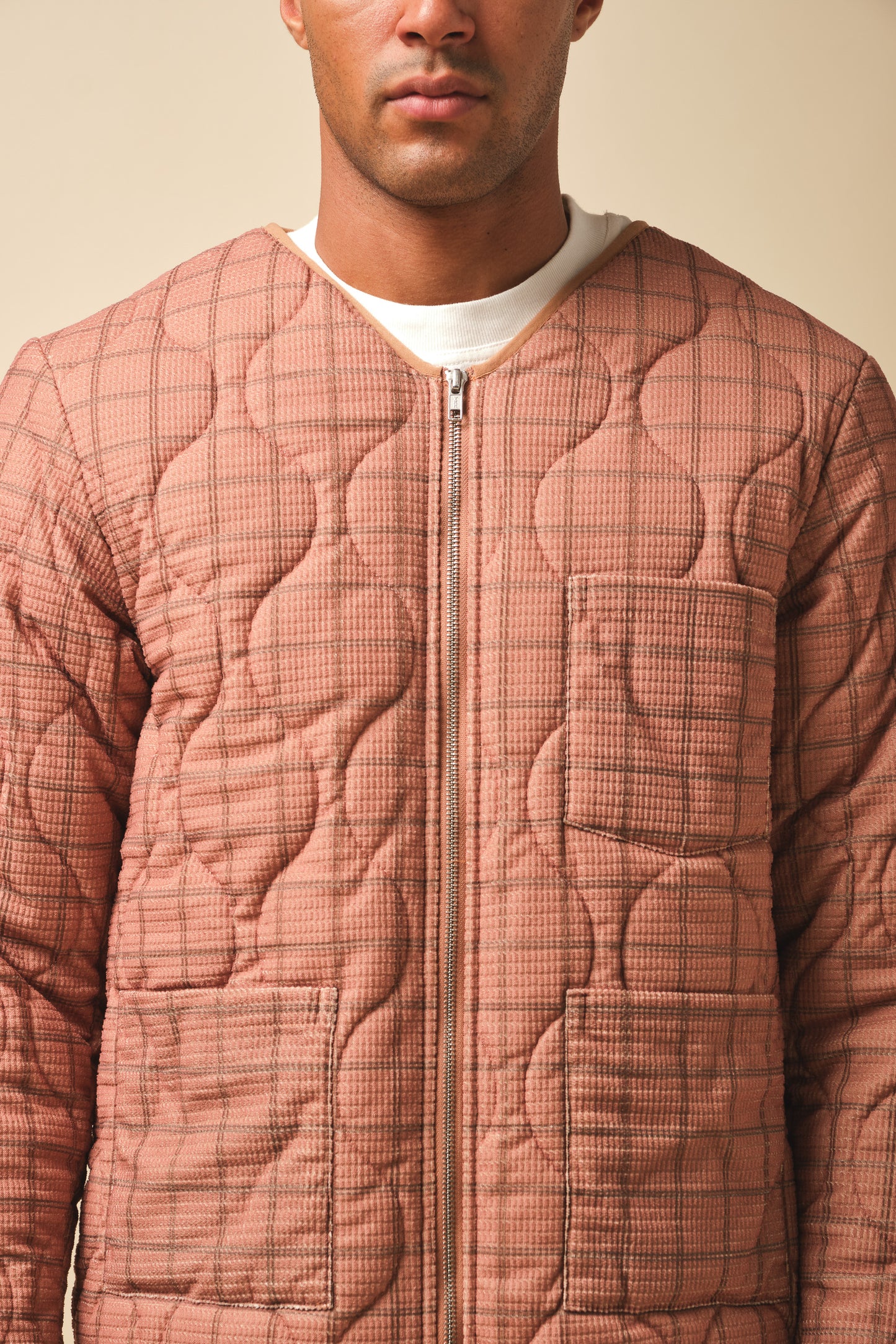 ROBBEN CHECK VINTAGE PADDED JACKET - RUST
