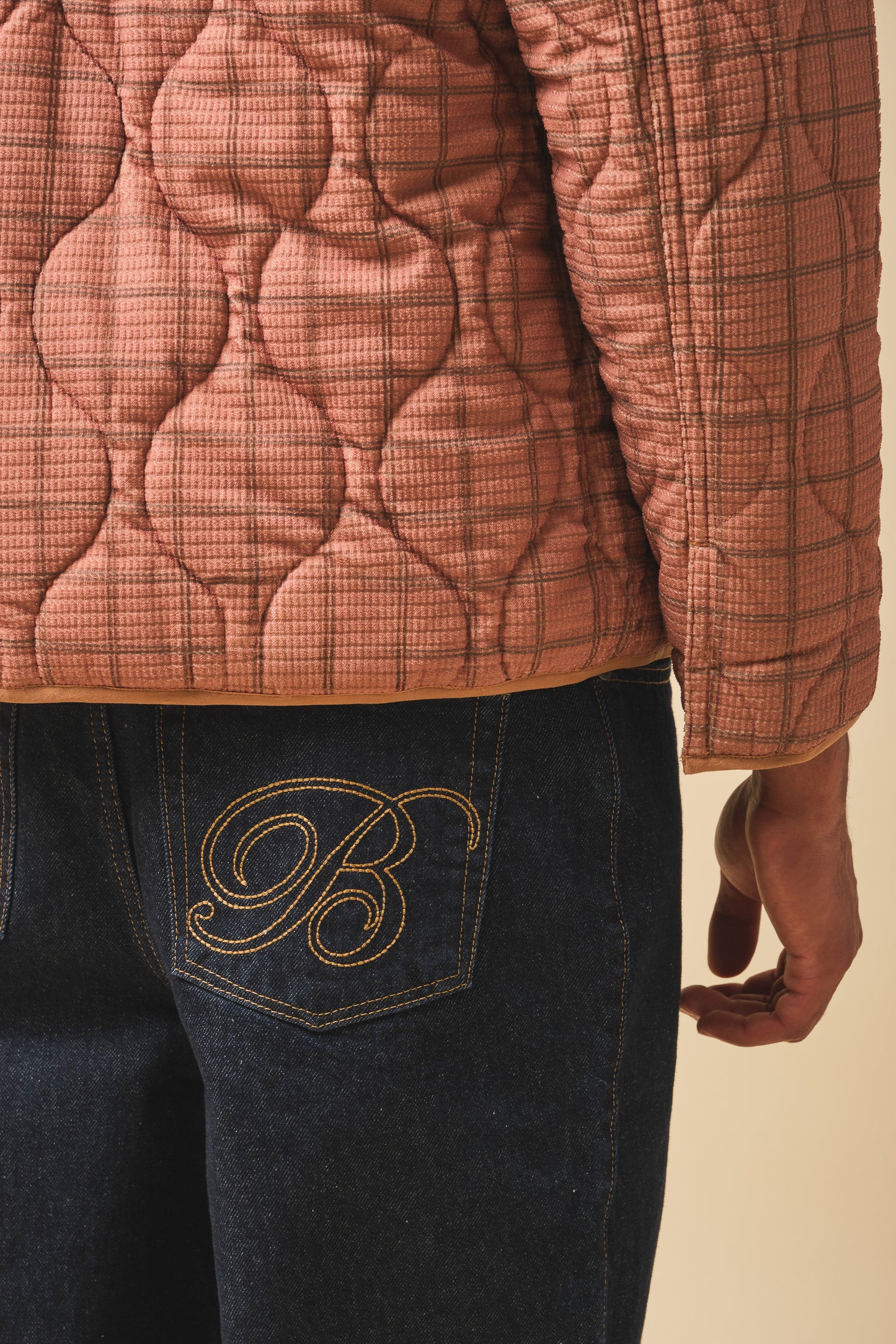 ROBBEN CHECK VINTAGE PADDED JACKET - RUST