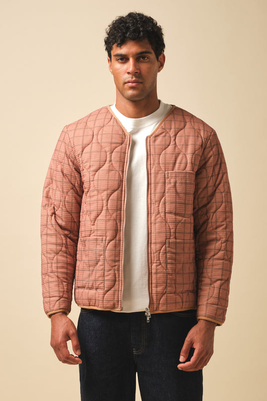 ROBBEN CHECK VINTAGE PADDED JACKET - RUST