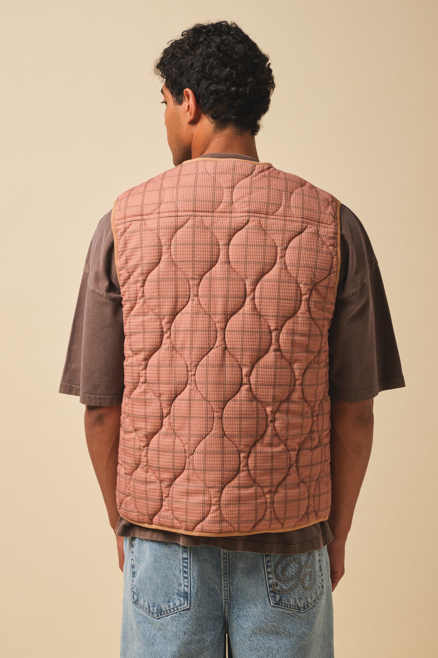 ROBBEN CHECK VINTAGE PADDED GILET- RUST