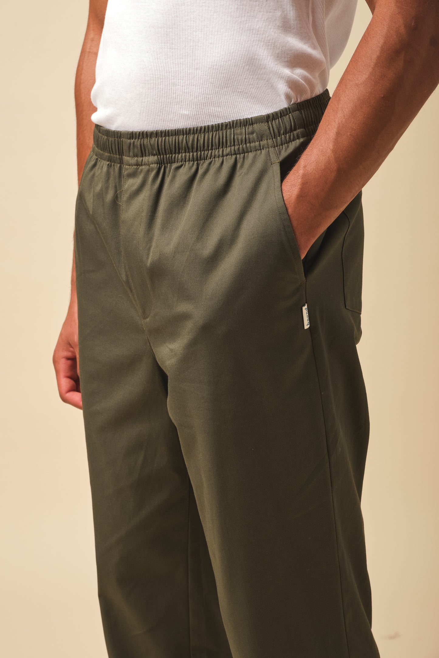 WILLIAM EVERYDAY COTTON TROUSERS - OLIVE GREEN
