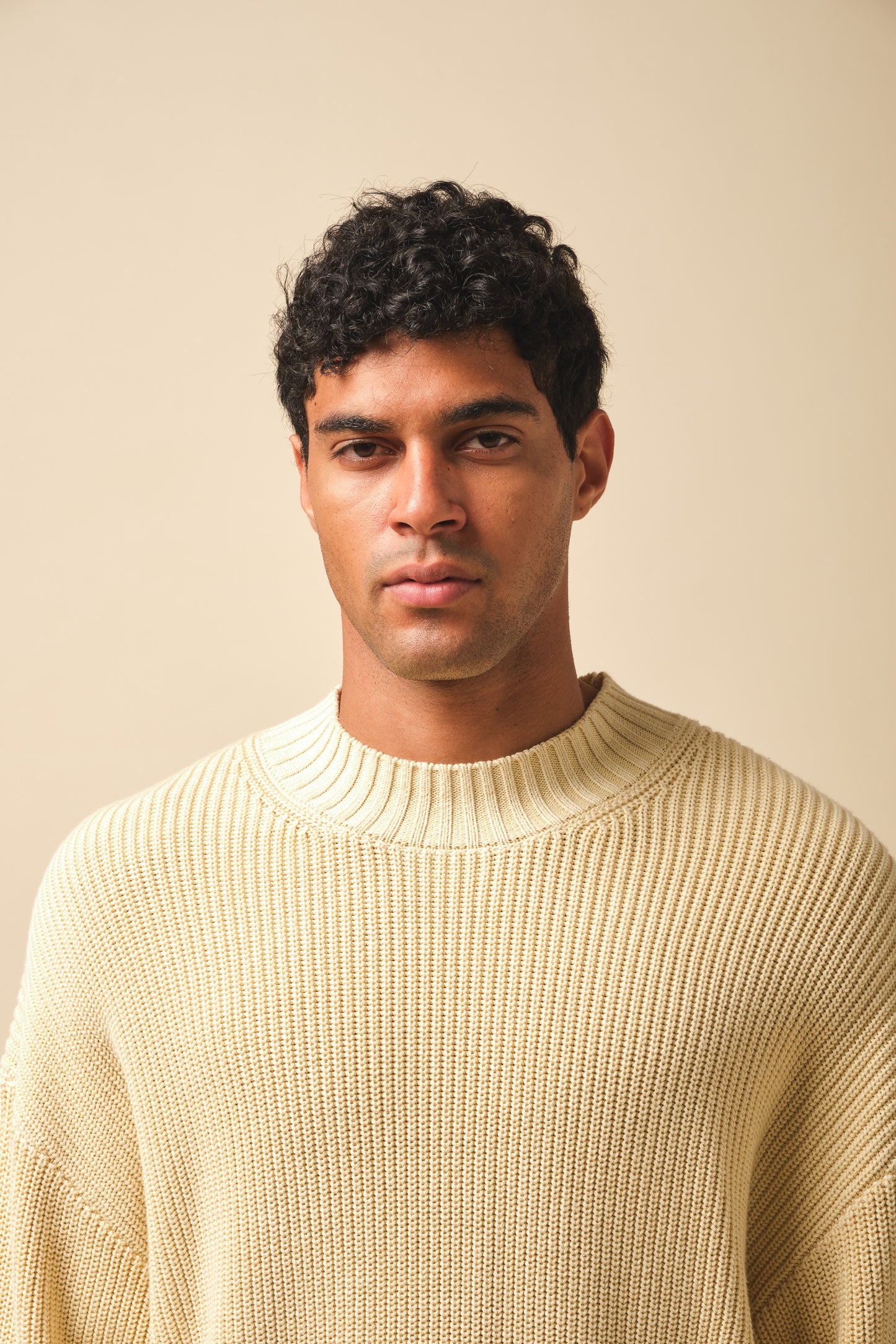 RIBBED CROPPED KNIT - WASHED BUTTER