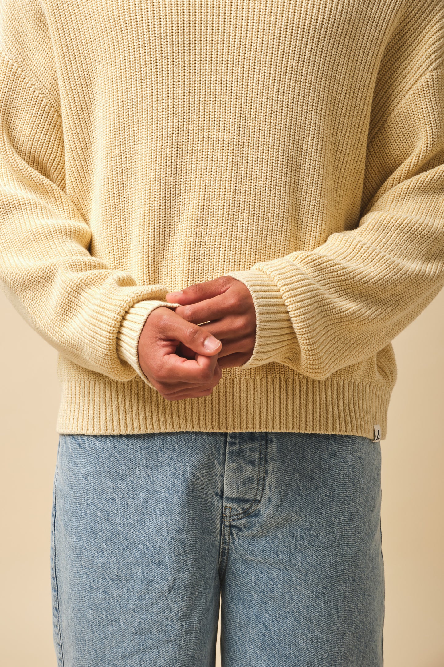RIBBED CROPPED KNIT - WASHED BUTTER