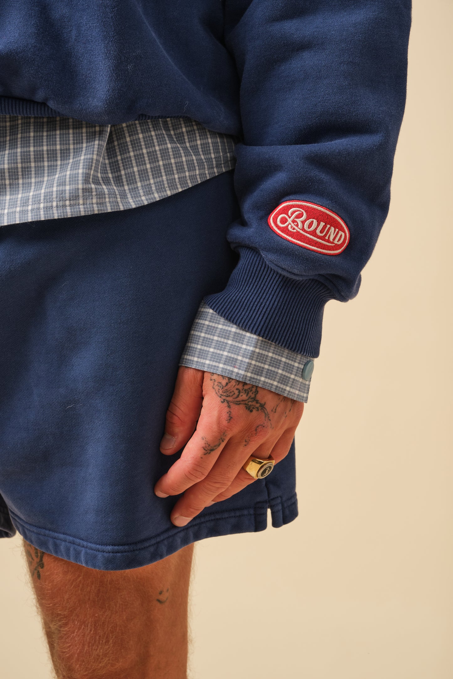 FREDDIE GRANDAD COLLAR MARINE SWEATSHIRT - NAVY