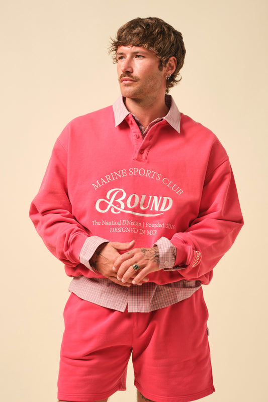 FREDDIE GRANDAD COLLAR MARINE SWEATSHIRT - RED