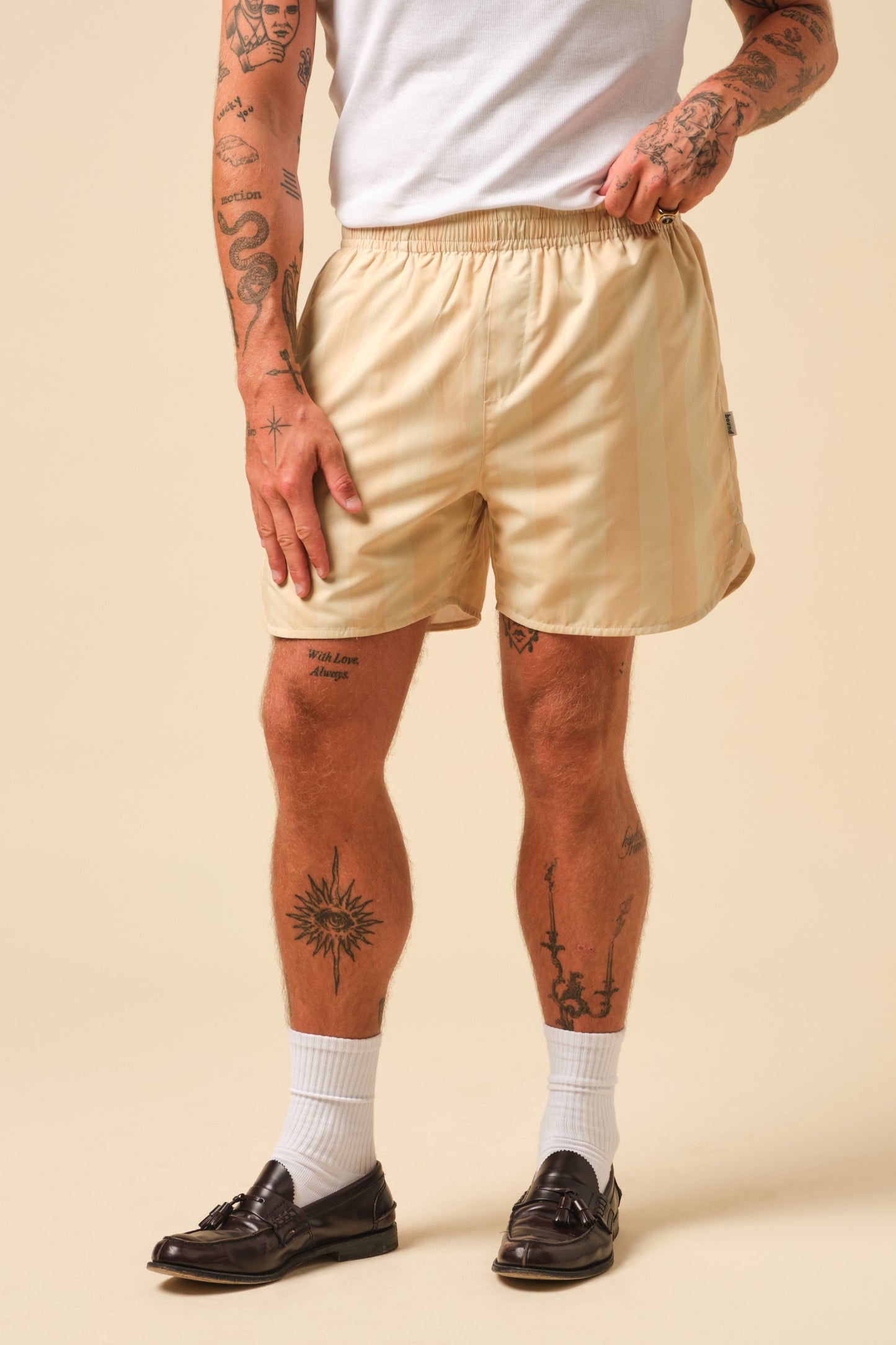 FREDDIE STRIPE RETRO SWIM SHORT - YELLOW