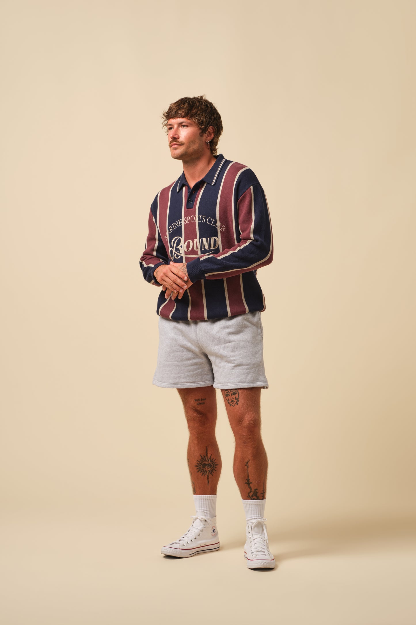 FREDDIE RETRO MARINE STRIPE KNIT LS POLO