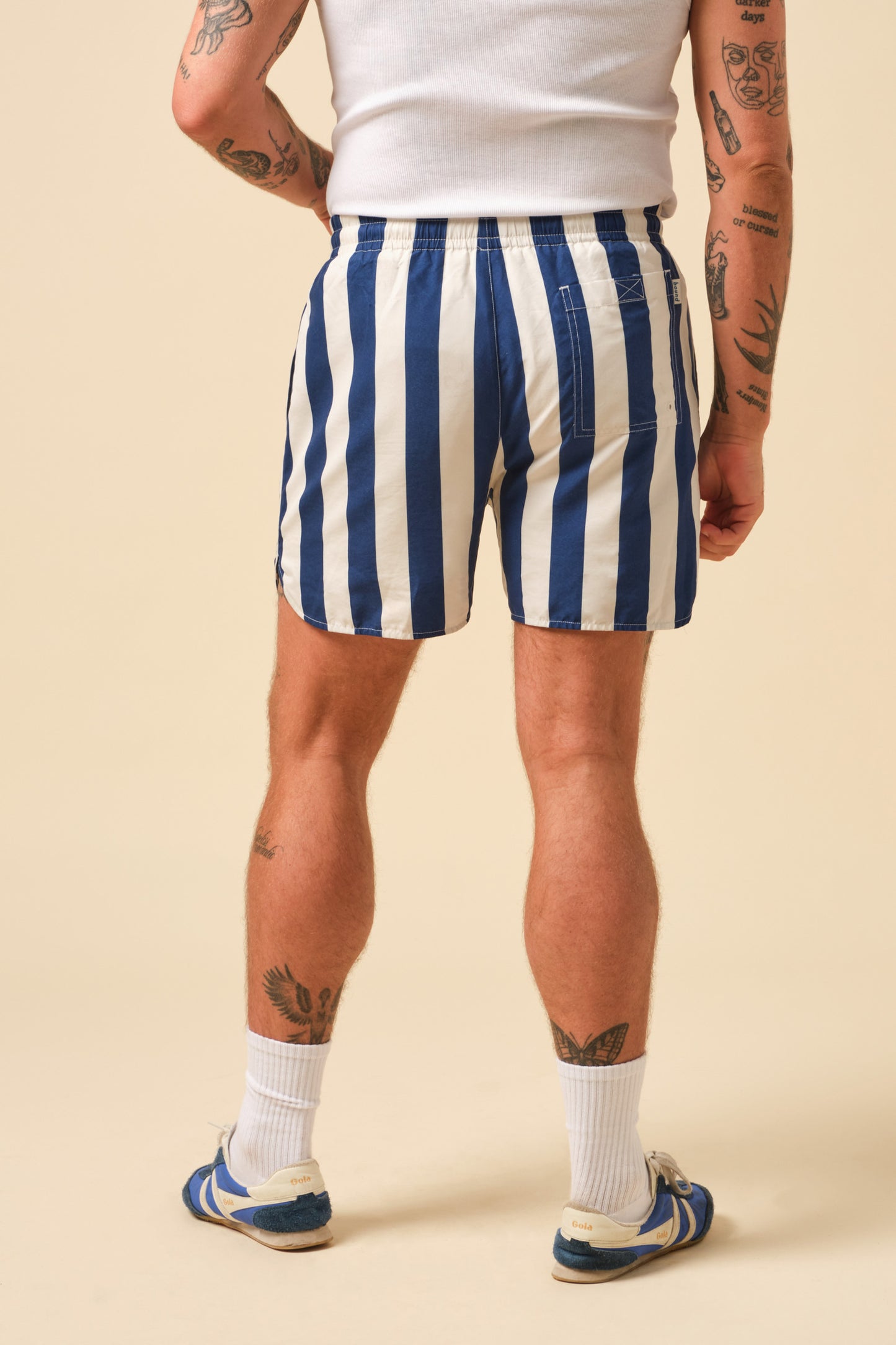 FREDDIE STRIPE RETRO SWIM SHORT - BLUE