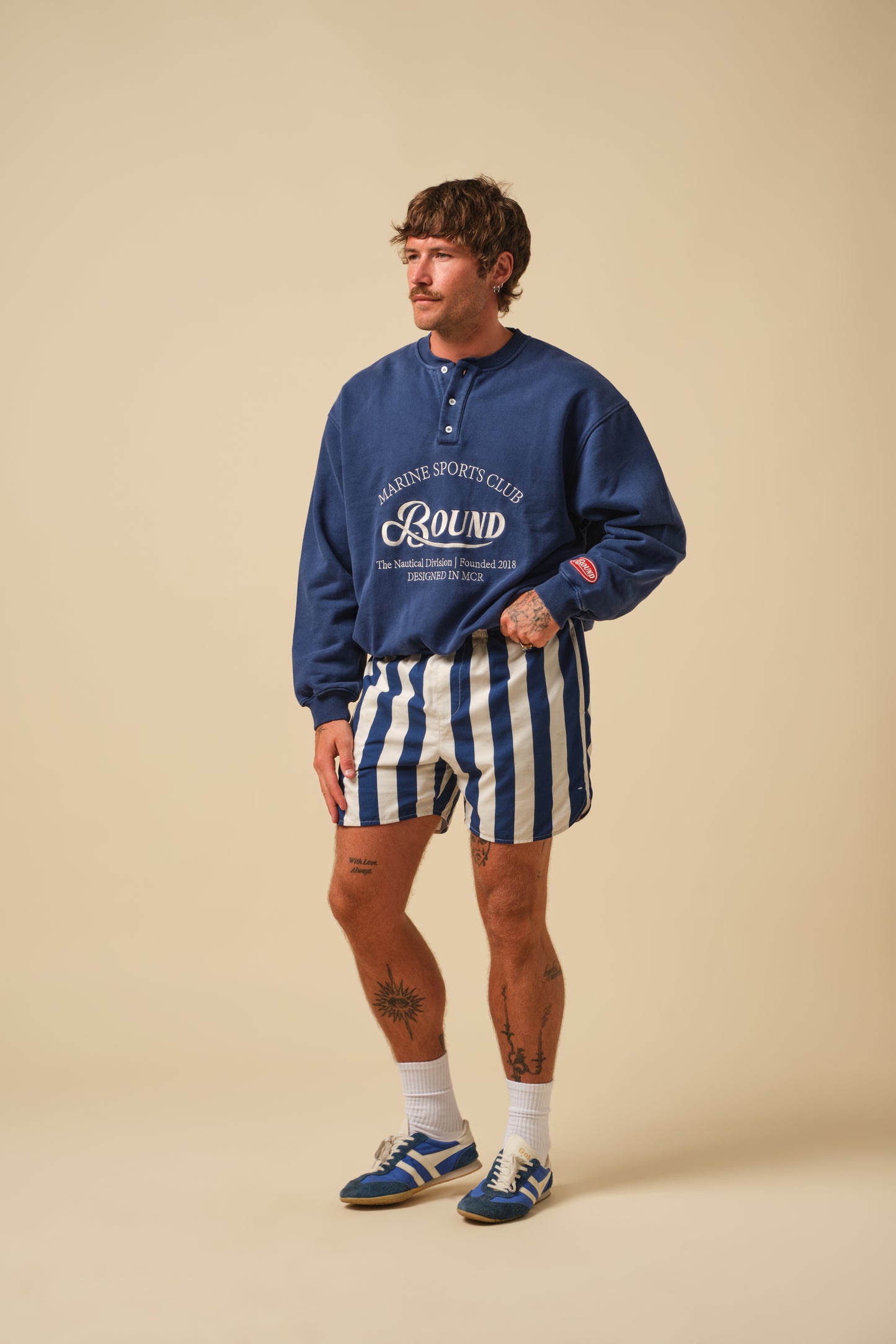 FREDDIE STRIPE RETRO SWIM SHORT - BLUE