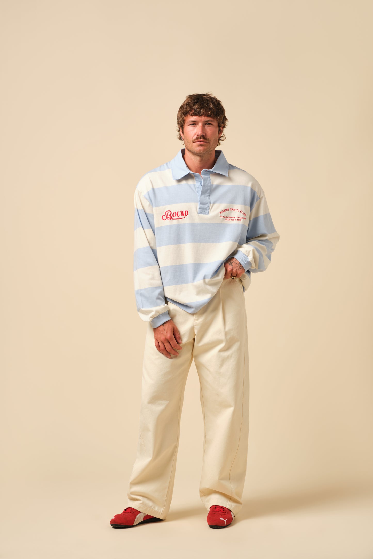 FREDDIE WIDE LEG PANELLED CANVAS TROUSER - ECRU