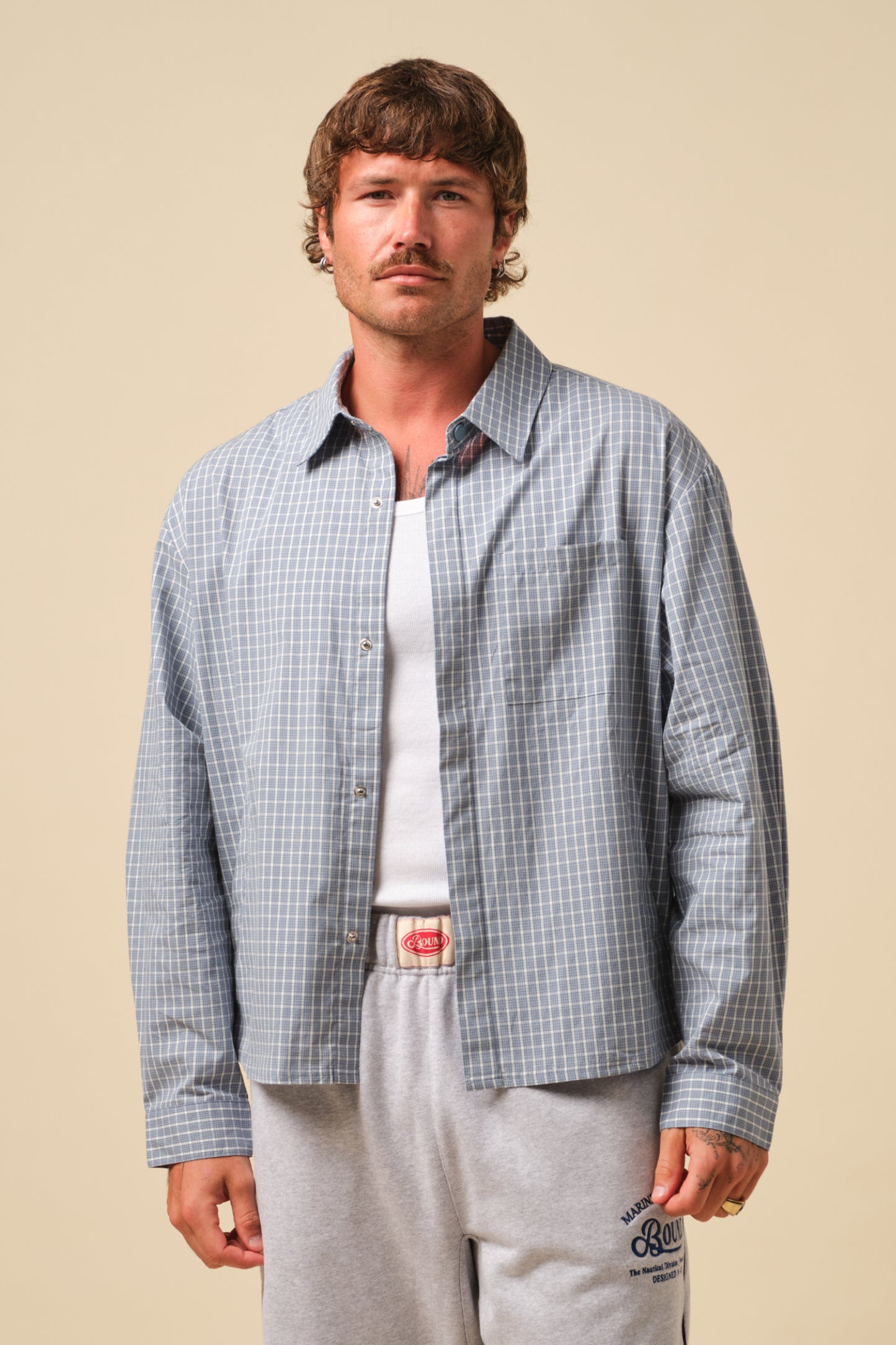 FREDDIE OCEAN CHECK BOXY COTTON SHIRT