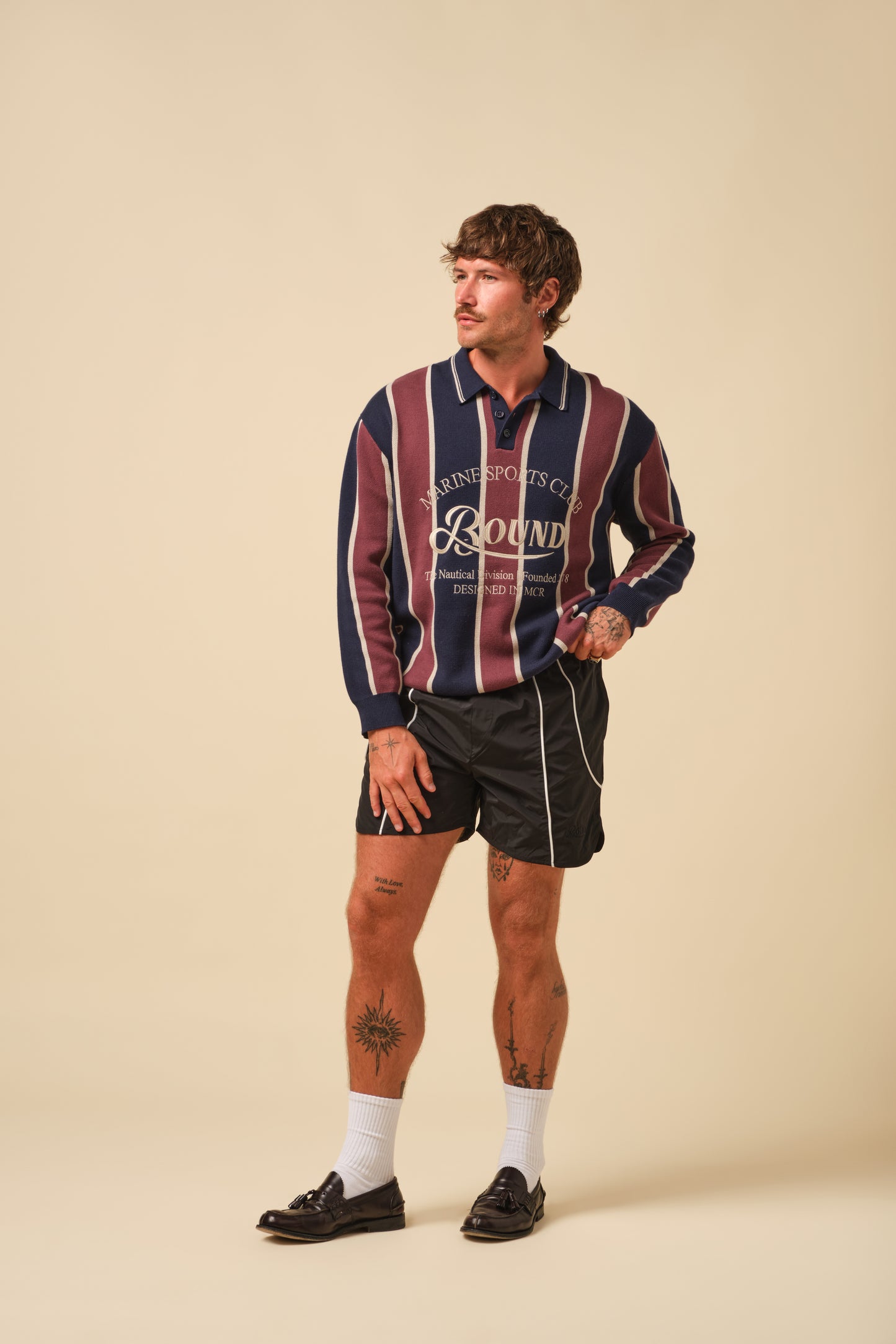 FREDDIE RETRO MARINE STRIPE KNIT LS POLO