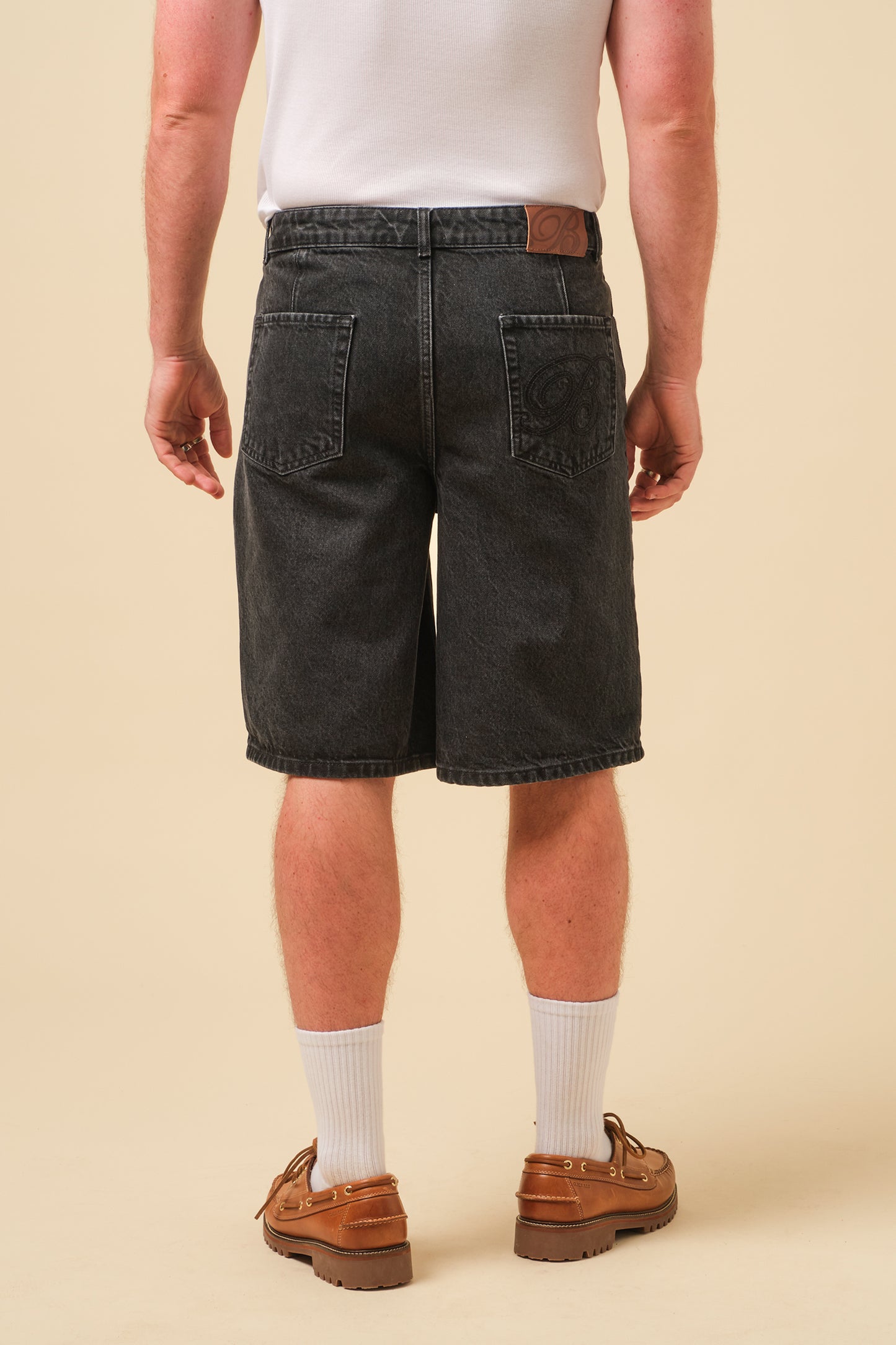 SIGNATURE DENIM JORTS - WASHED BLACK