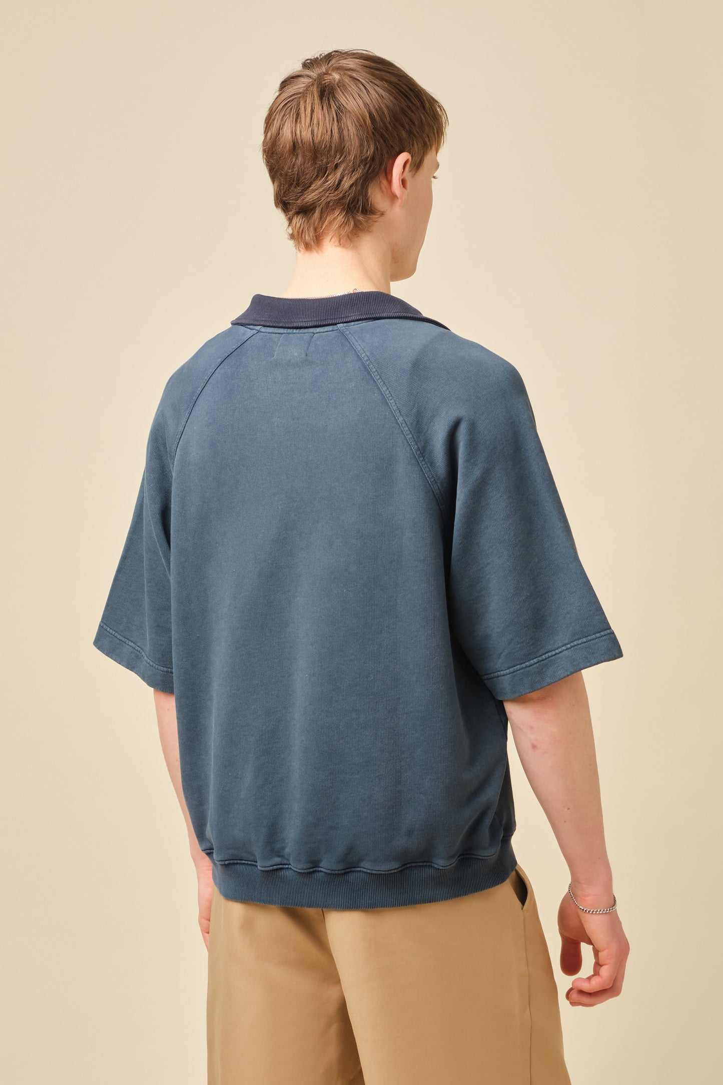 SNOW WASHED 1/4 ZIP JERSEY POLO - PETROL NAVY