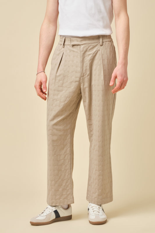 EMBROIDERED RIBIERA TROUSERS - STONE