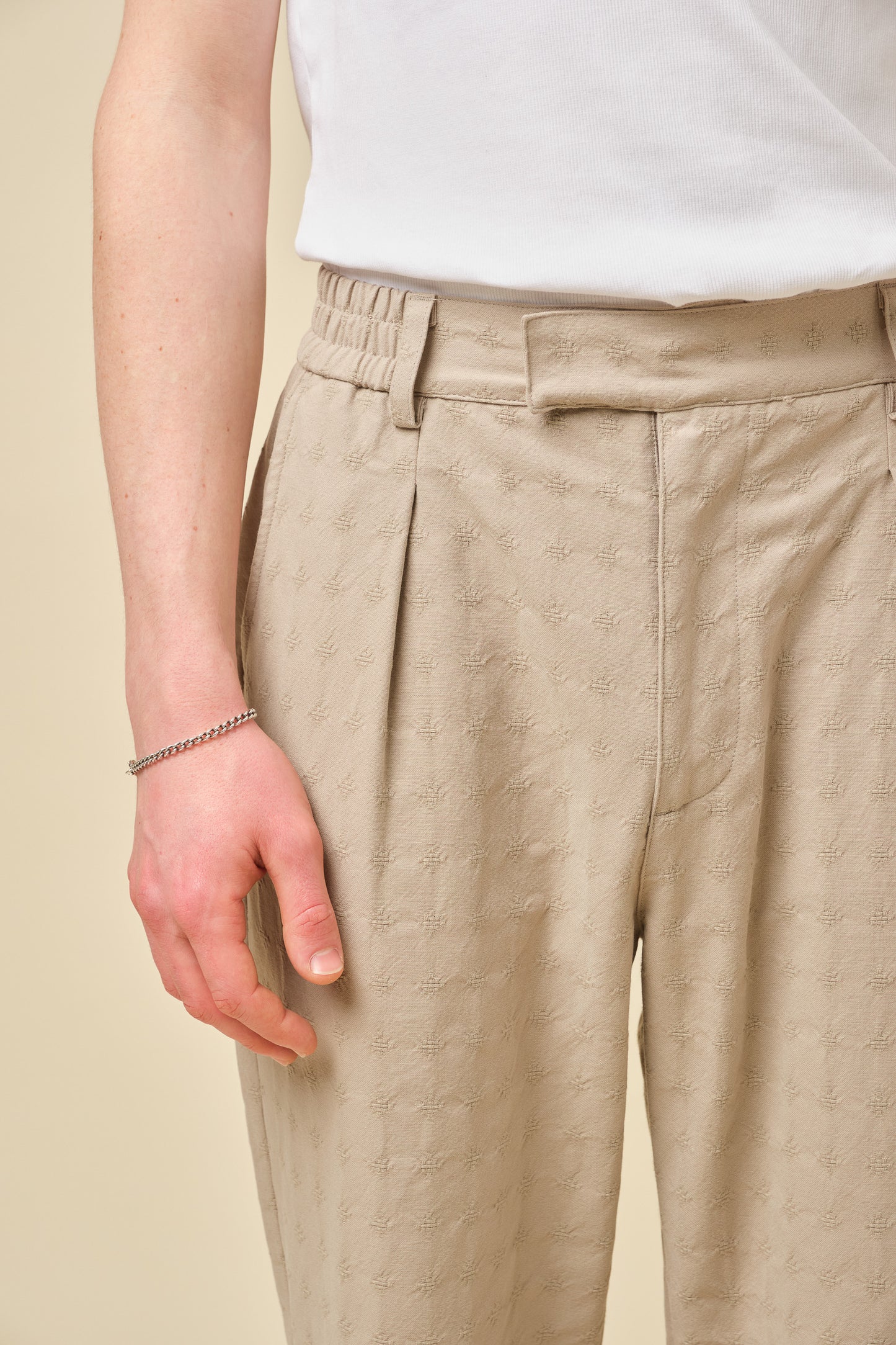 EMBROIDERED RIBIERA TROUSERS - STONE