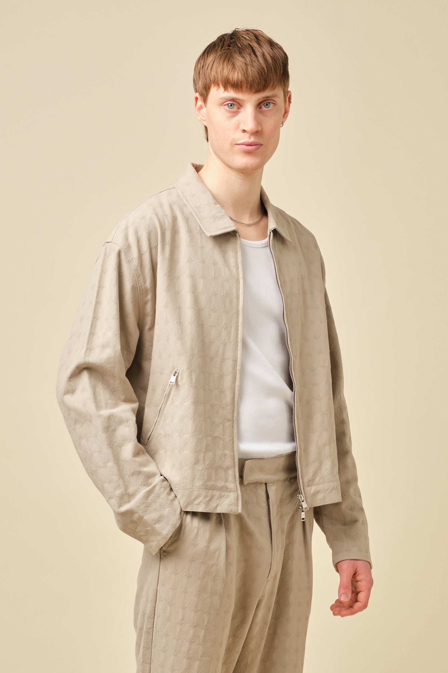 EMBROIDERED RIBIERA JACKET - STONE